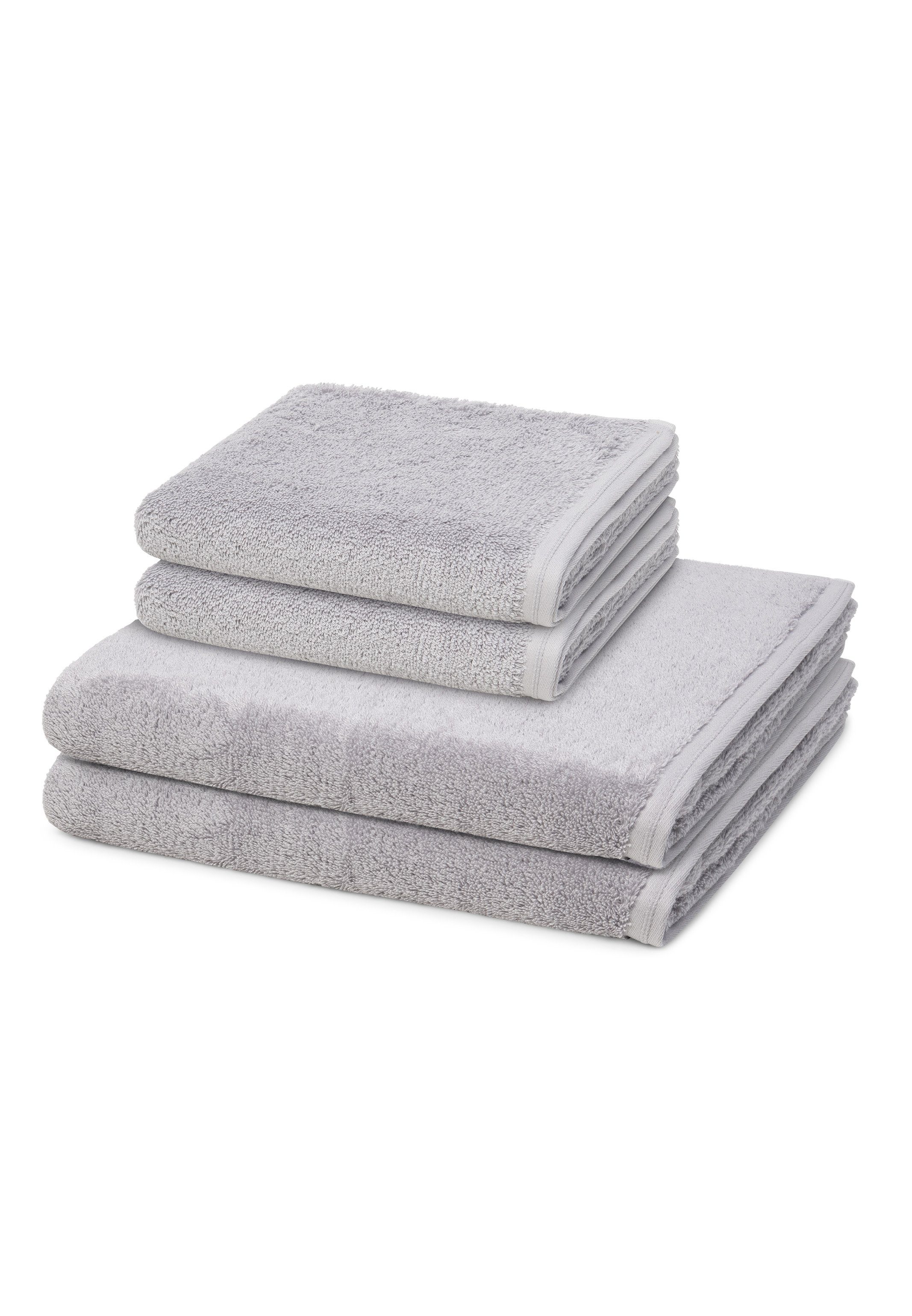 Vossen Handtuch Set 4er Pack Vegan Life, Walkfrottee, (Spar-Set, 4-tlg), 2 X Handtuch 2 X Duschtuch im Set - Baumwolle -