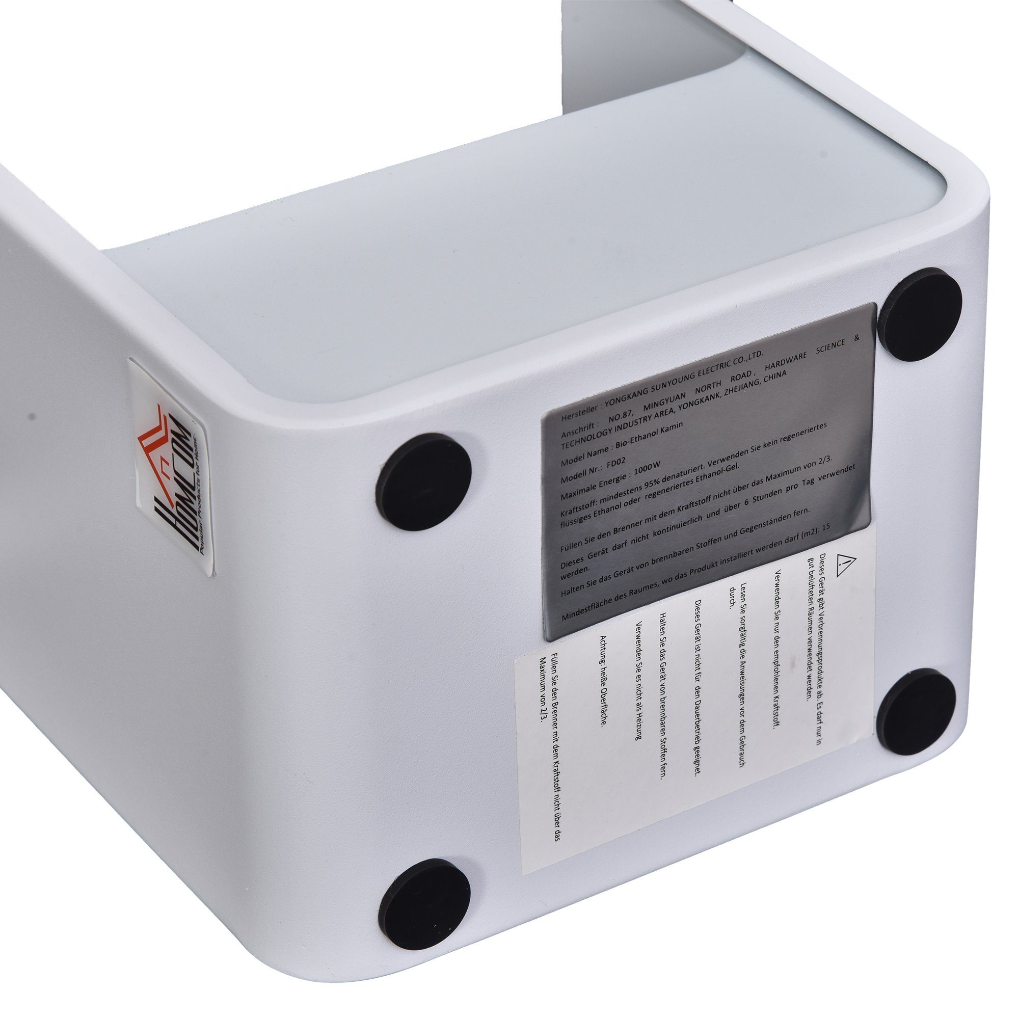 HOMCOM Echtfeuer-Dekokamin Ethanol-Kamin, Bio-Ethanol-Brenner, 0,4L, 2 Stdn. Brenndauer, 20 x 15 x 25 cm