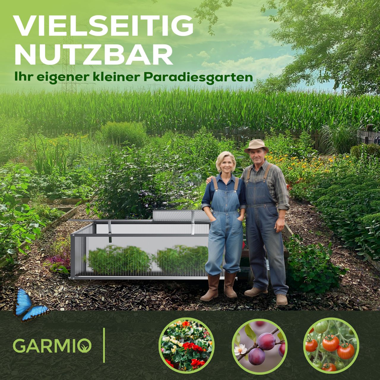 Garmio Frühbeet Mini Gewächshaus Allium Dachfenster, UV-Schutz, Alu Frühbeet, Mini-Gewächshaus
