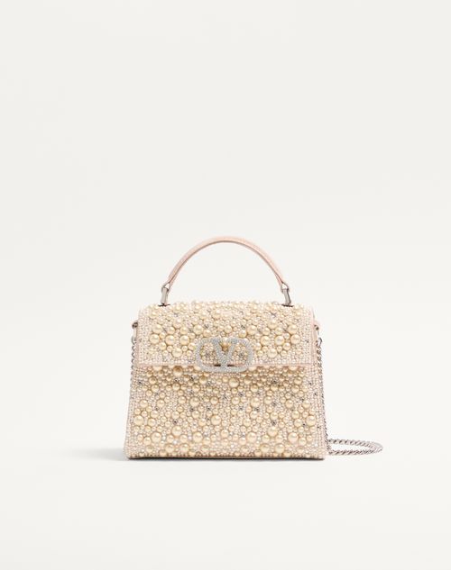 Valentino Garavani Vsling mini-håndtaske med perler, rhinsten og juvellogo