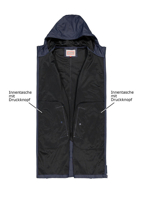 HUNTER, Regenmantel, PU wasserresistent, nachtblau