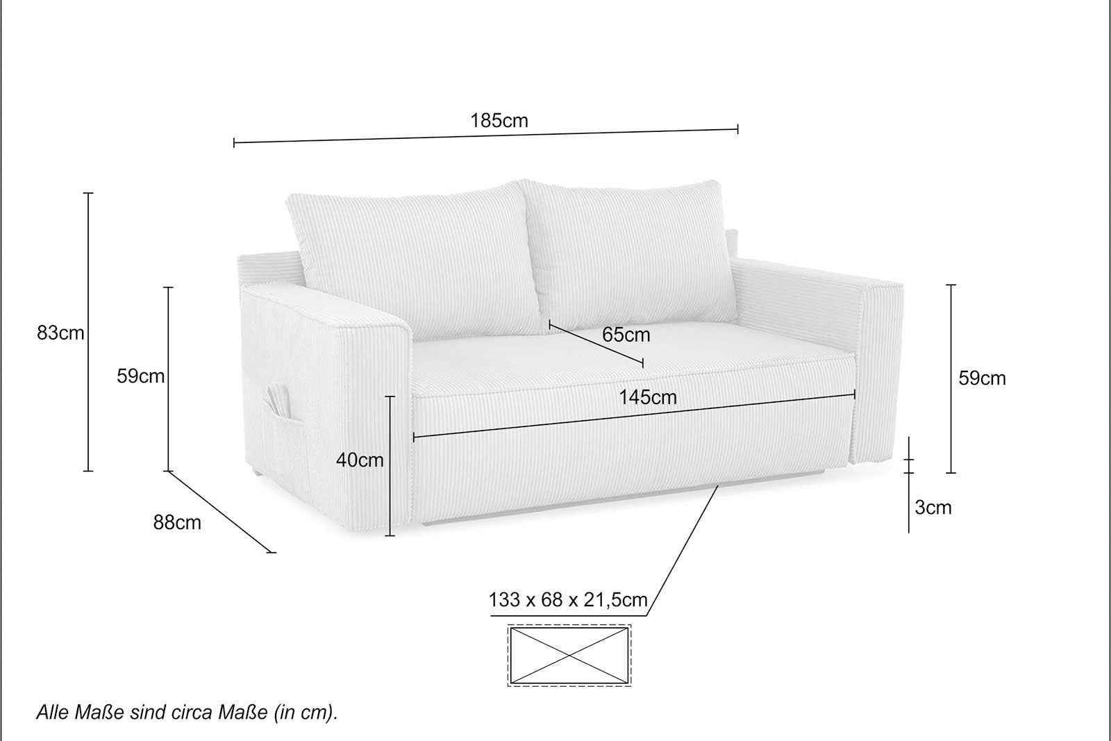 Jockenhöfer Gruppe Schlafsofa Ron, Platzsparendes Sofa mit Gästebettfunktion, Federkernpolsterung