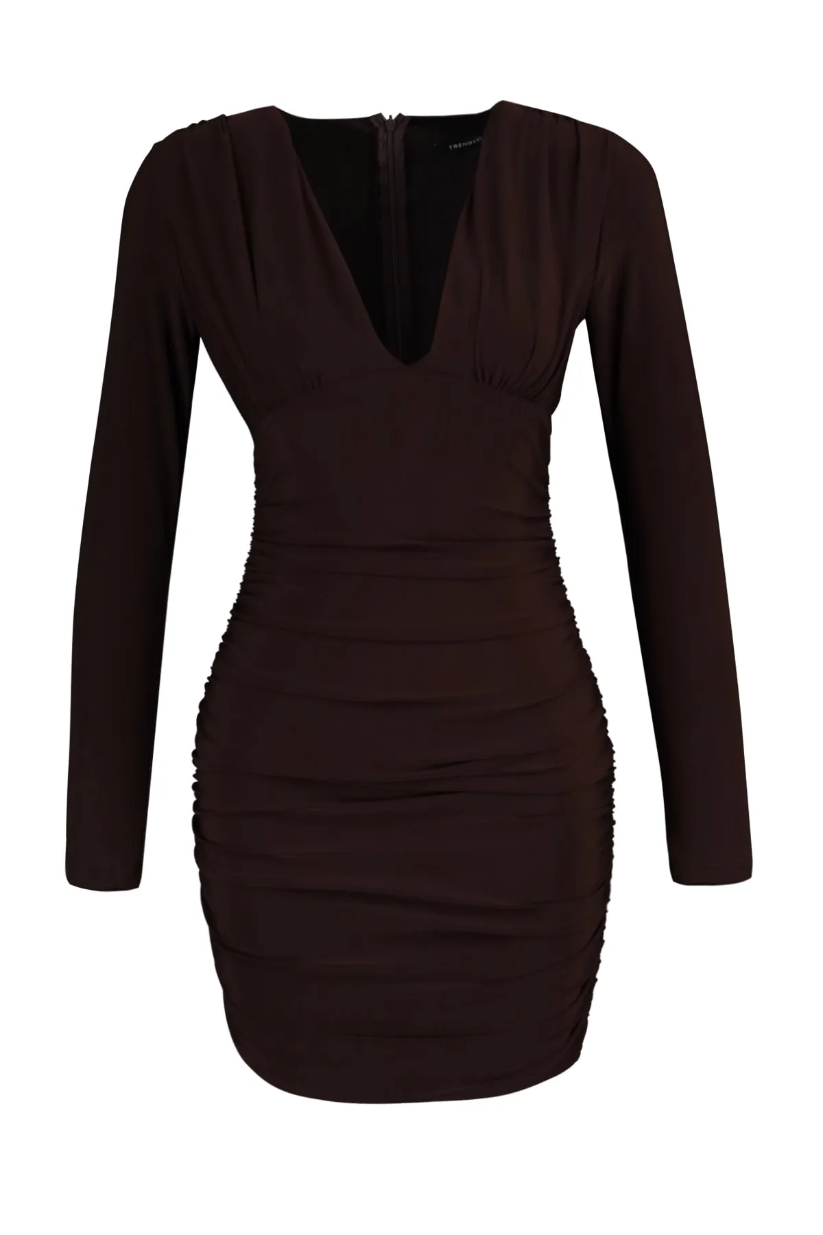 Trendyol Collection  Dunkelbraunes drapiertes Abendkleid TPRAW22EL1069