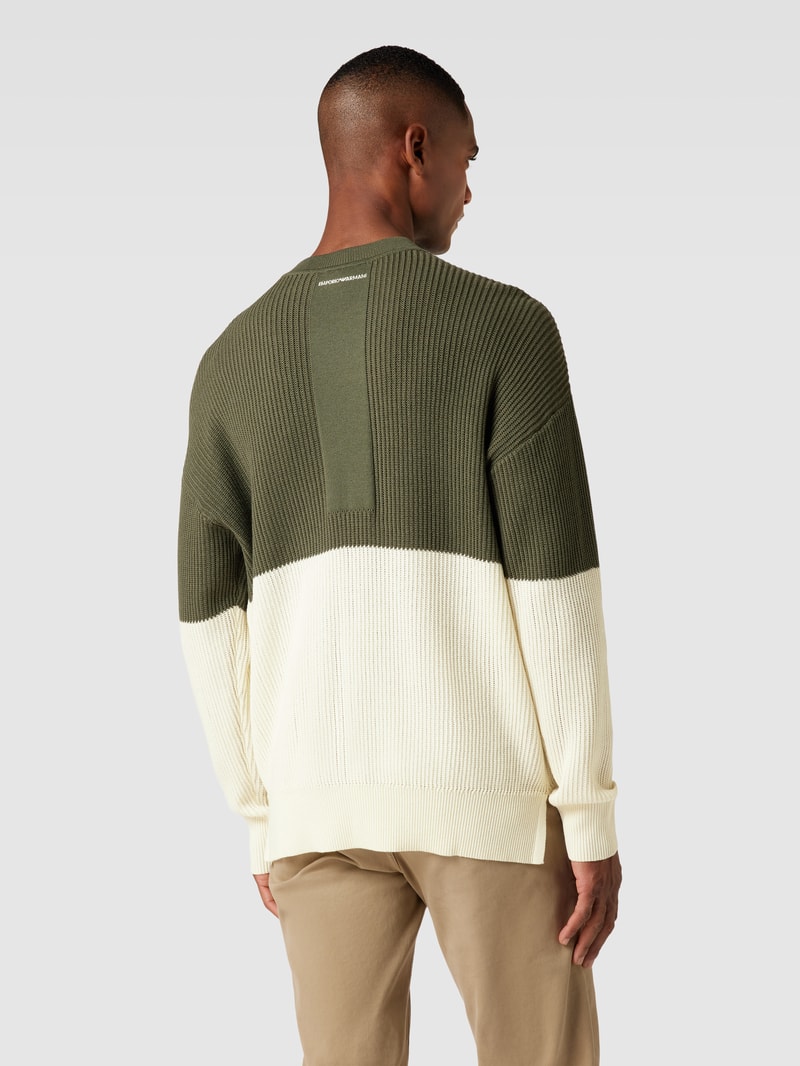 Strickpullover mit Rundhalsausschnitt in olivgrün