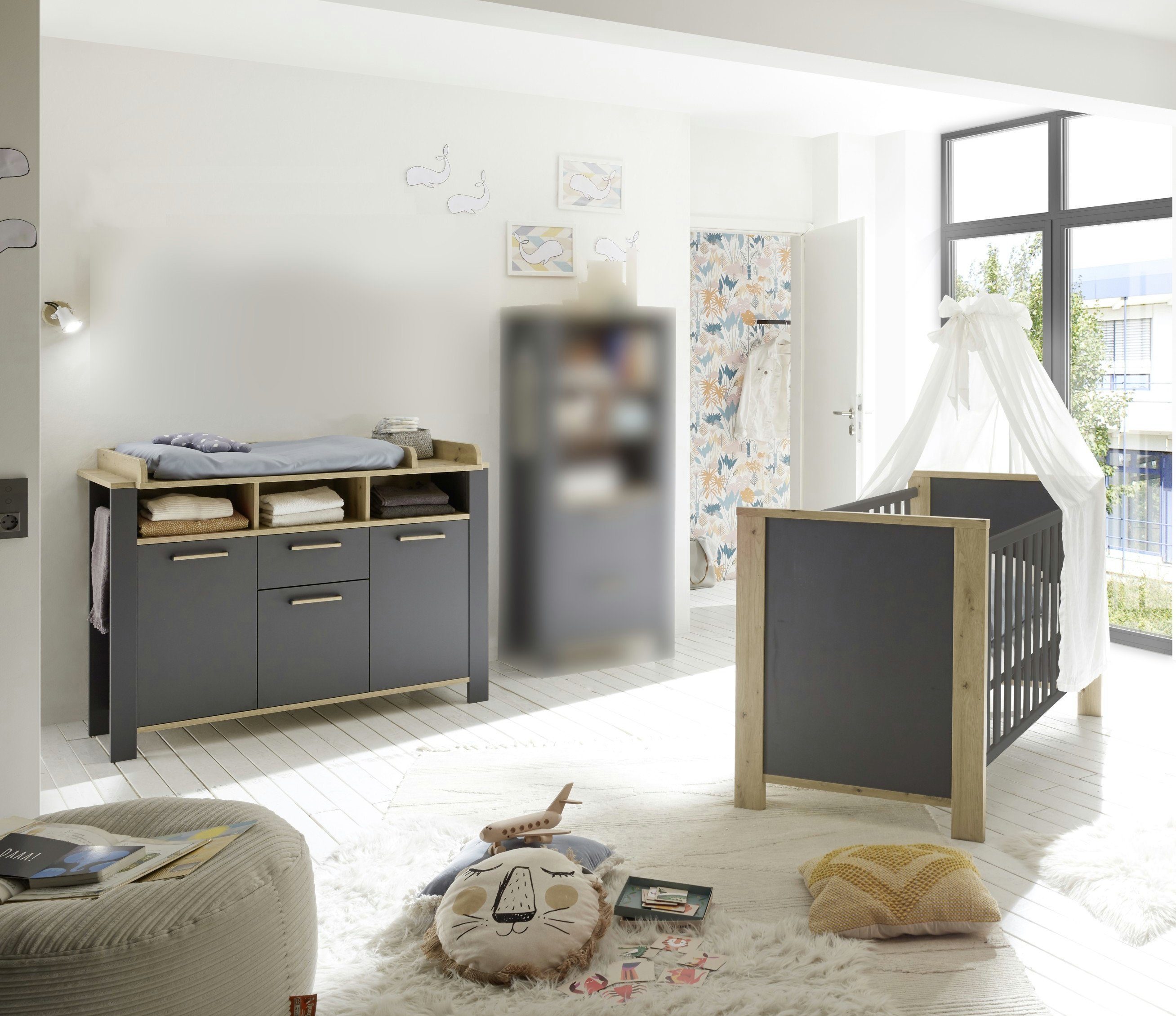 möbel-direkt.de Babyzimmer-Komplettset Babyzimmer Tom, (Komplett Set, 2-St., in verschiedenen Zusammenstellungen wählbar), Türdämpfung, Schubkästenselbsteinzug, ABS Kanten, Made in Germany