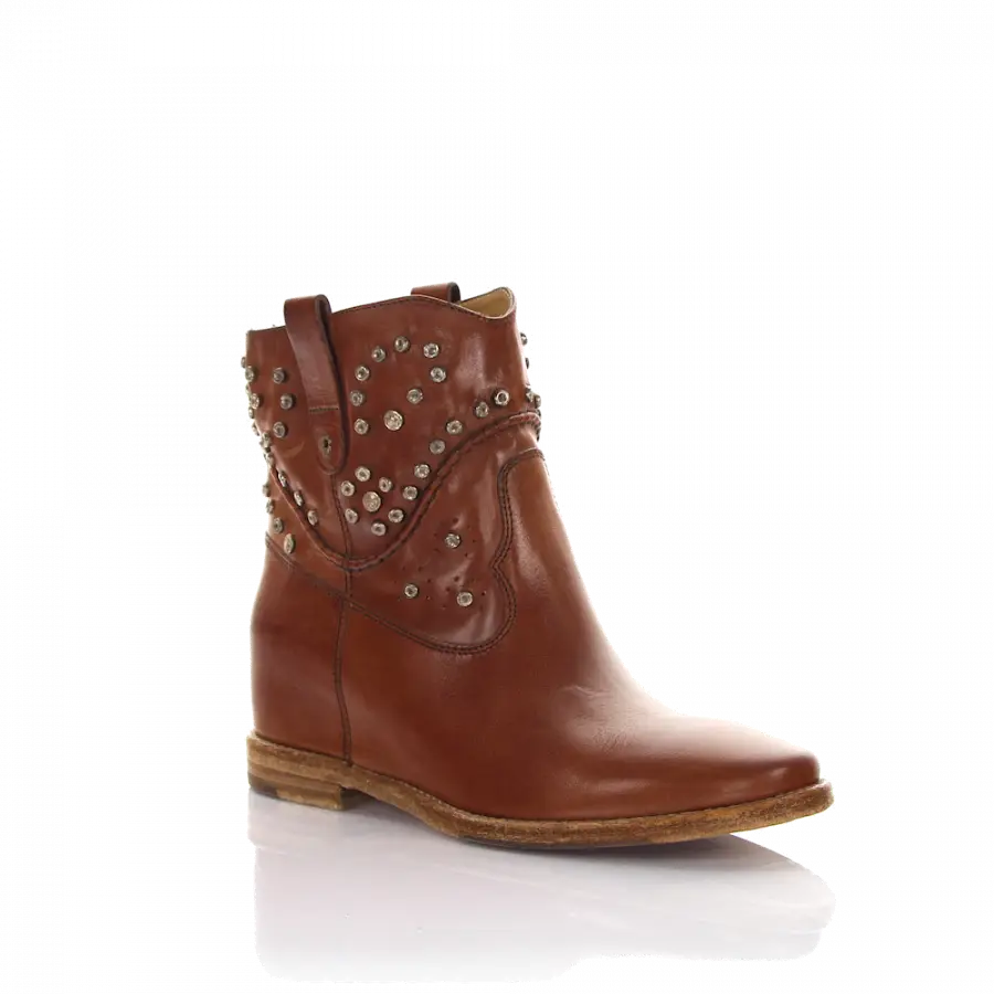 Rossano Bisconti - Stiefeletten Kalbsleder Nieten braun - braun