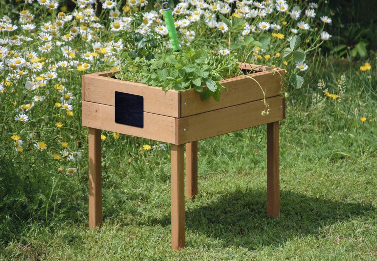 dobar Kleines Kinderhochbeet mit Kreidetafel braun