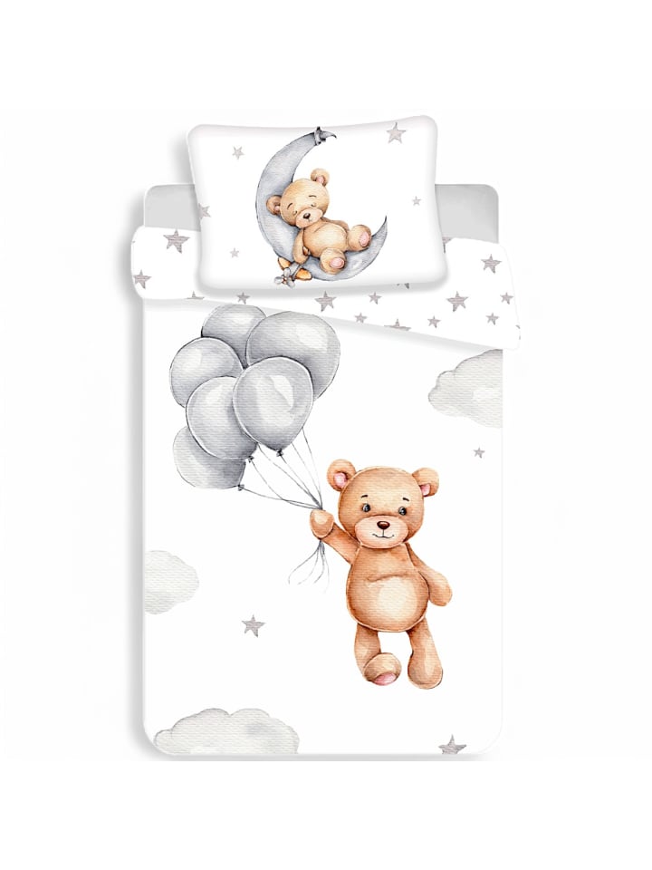 JERRY FABRICS 2-tlg.Set: Babybettwäsche Teddybär in Weiß günstig kaufen 100