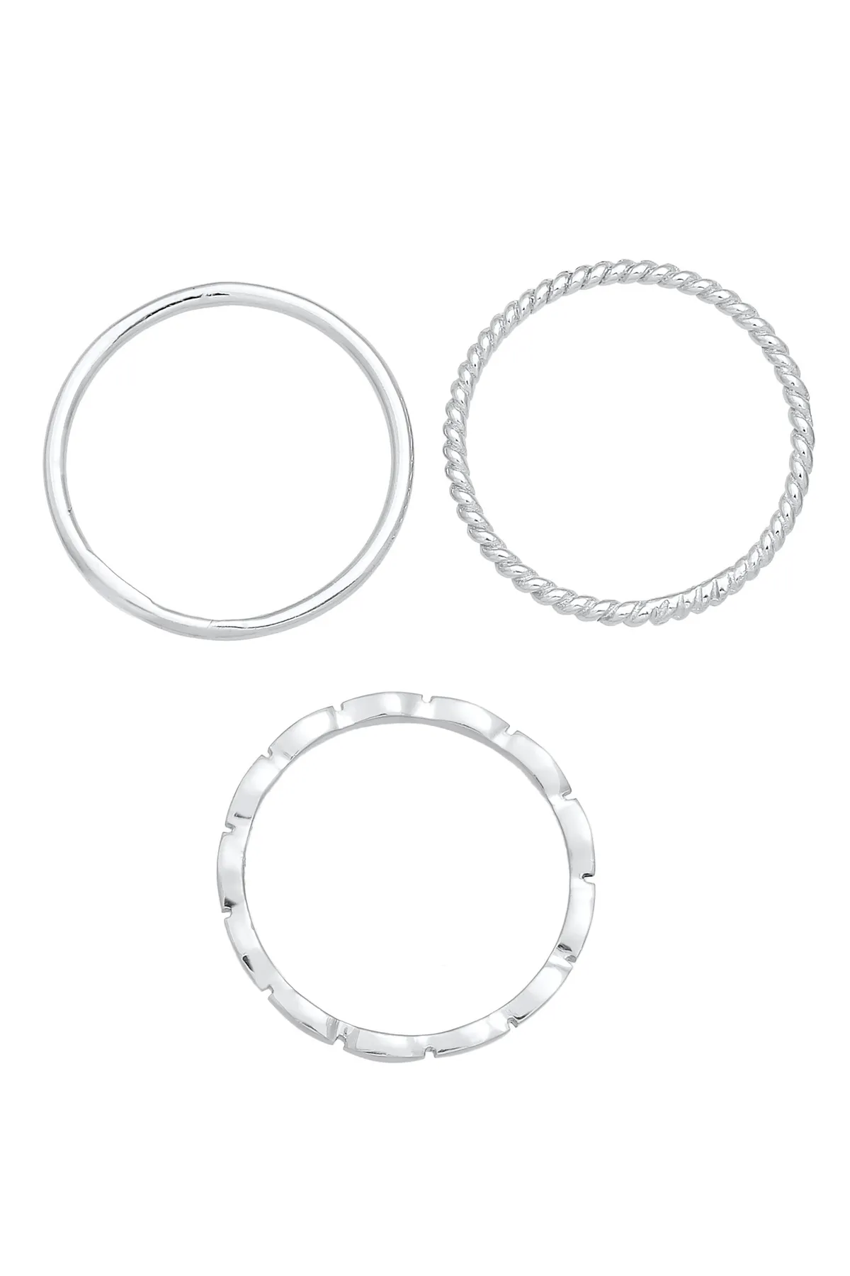 ELLI  Ring Stapelringe Stapelbandring 3er Set 925 Silber