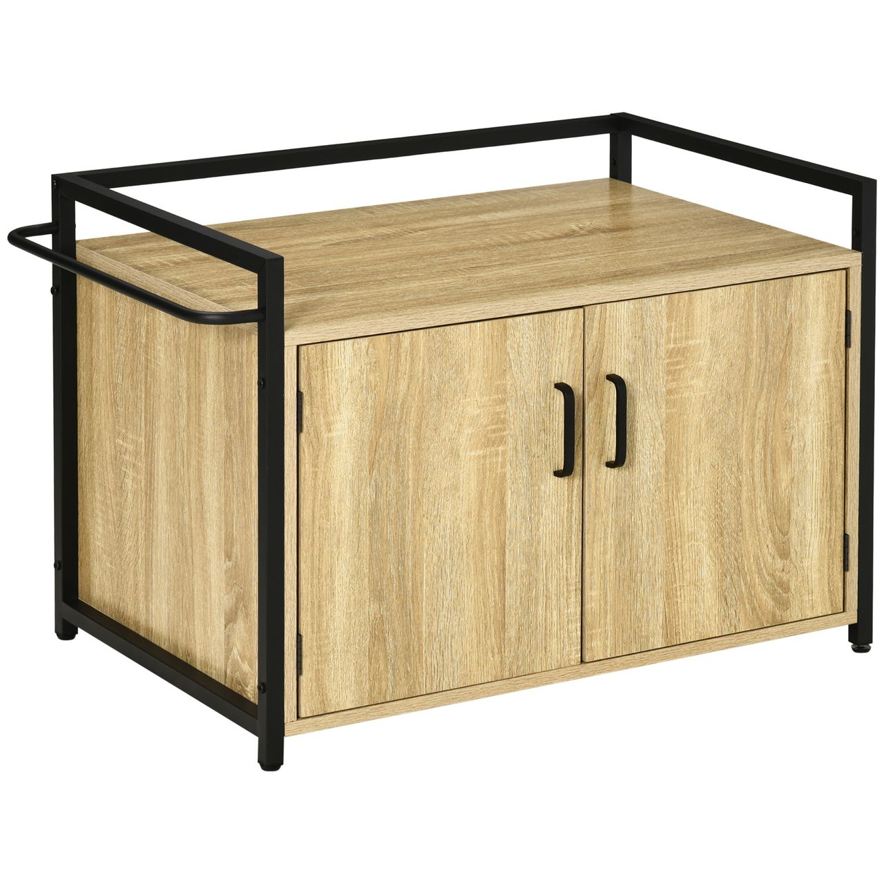 PawHut Katzenschrank für Katzentoilette Katzenklo Beistelltisch Katzenhaus Katzenkommode Schrank Spanplatte Naturholz 82,3 x 51 x 54 cm