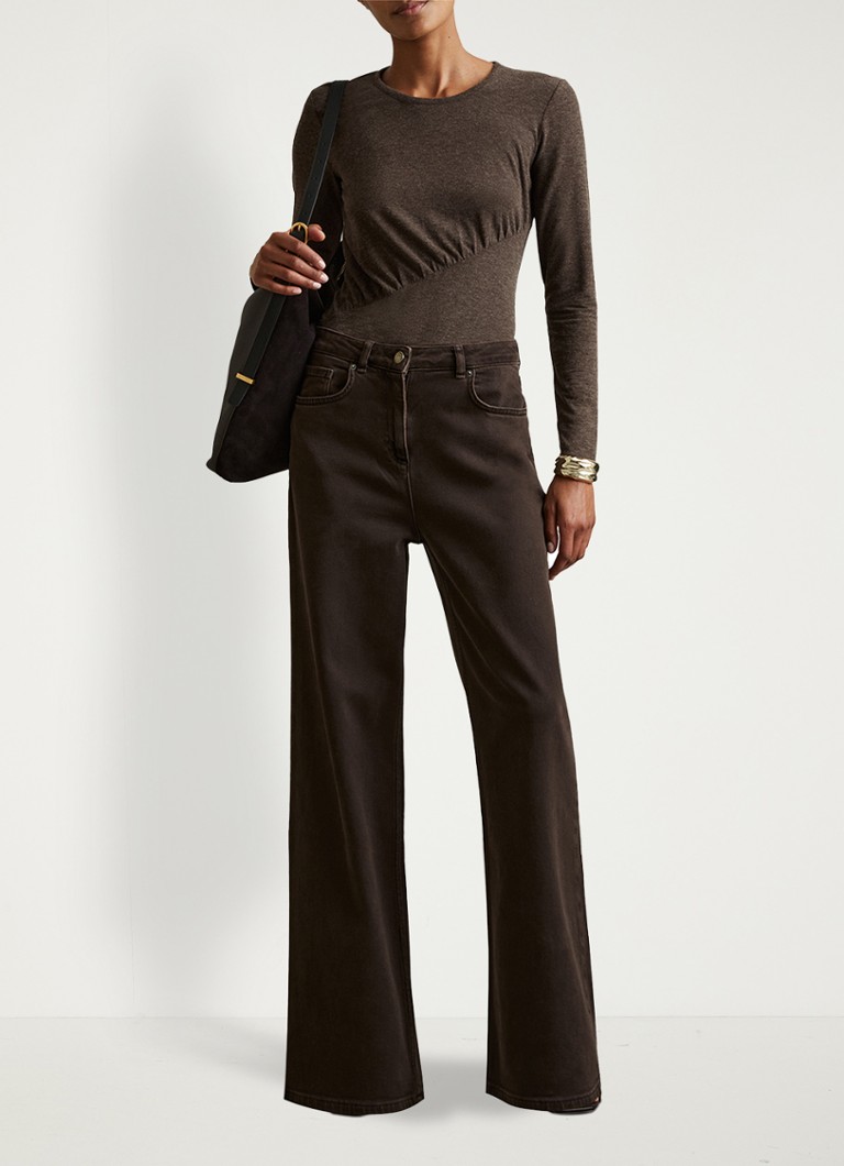 Reiss Ana top in wool blend with ruffles and mixed design