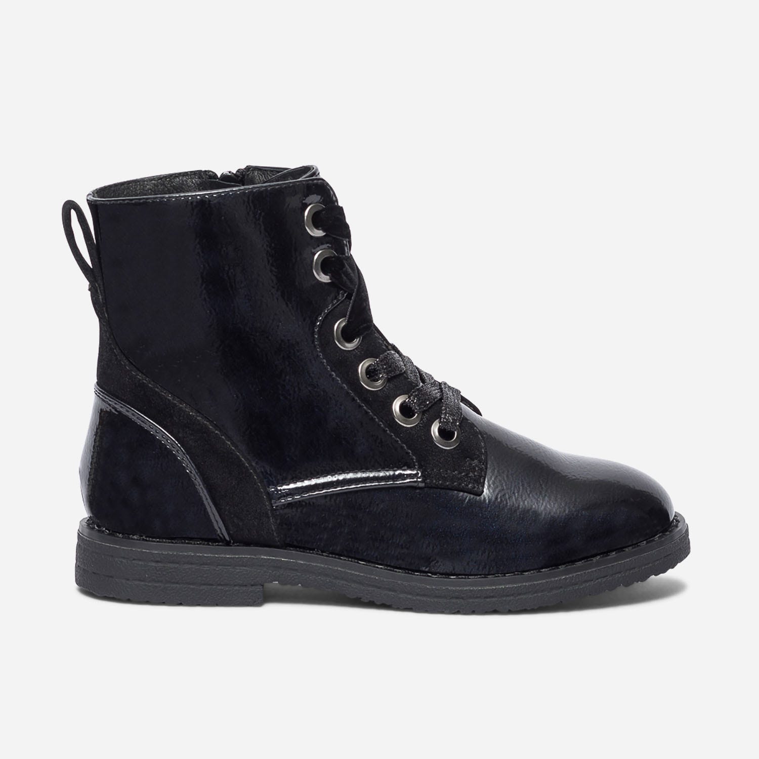 Bottine noire vernie à lacets