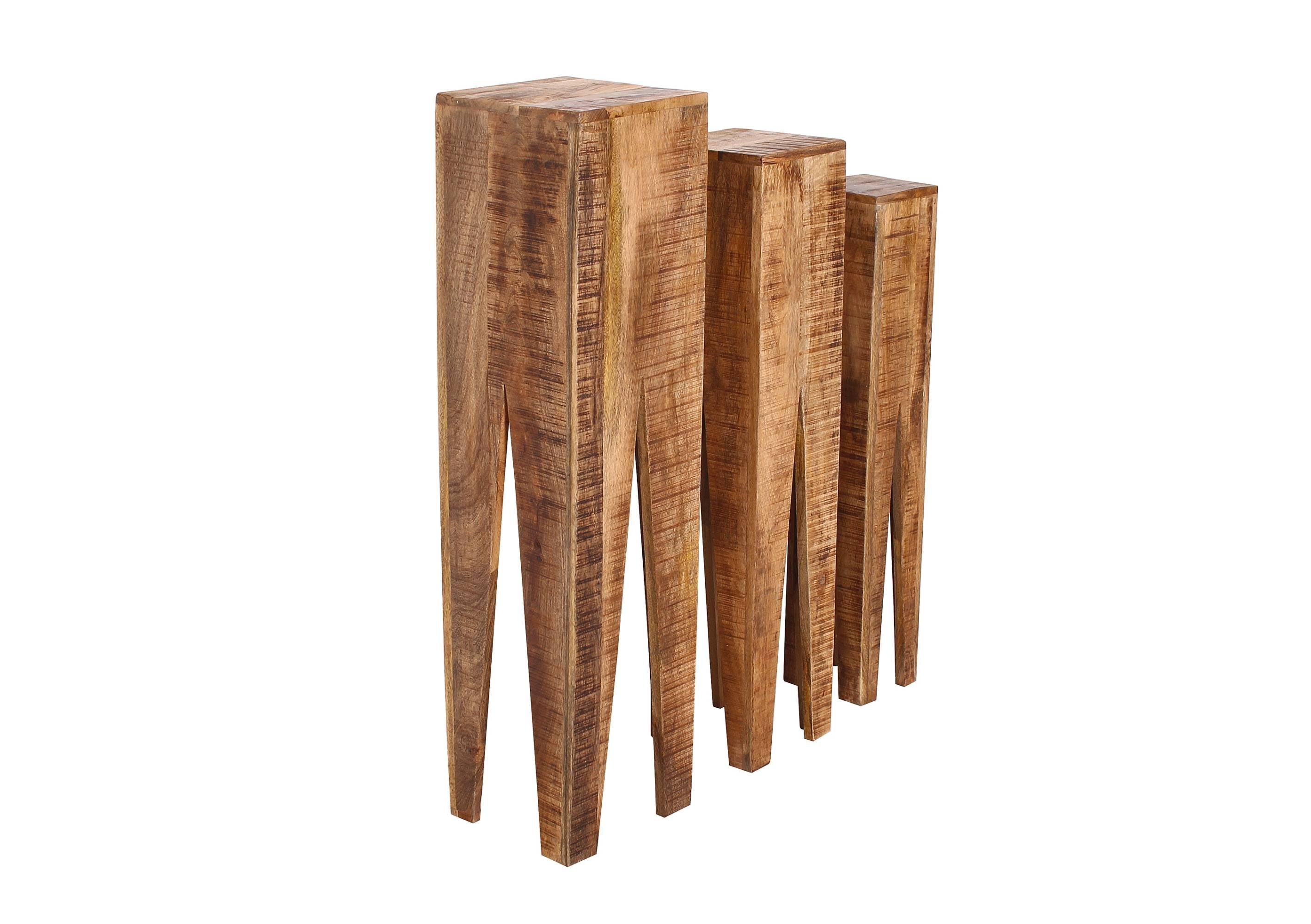 GMD Living Blumenhocker BHOPAL (3er Set, 3 St), Blumensäulen aus massivem Mangoholz, T25 x B25 x H100 cm