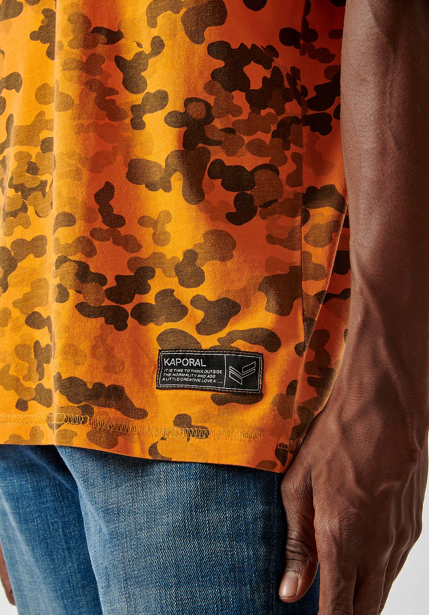 RAMON  T-shirt orange camouflage Homme 100% coton