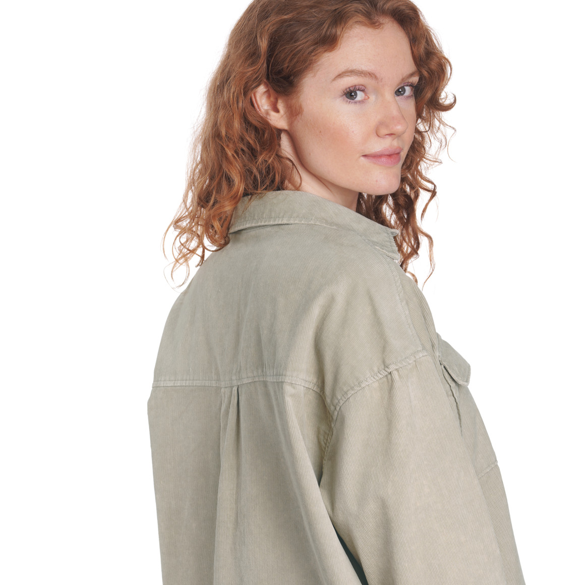 Damen Oversize-Cordhemd unifarben