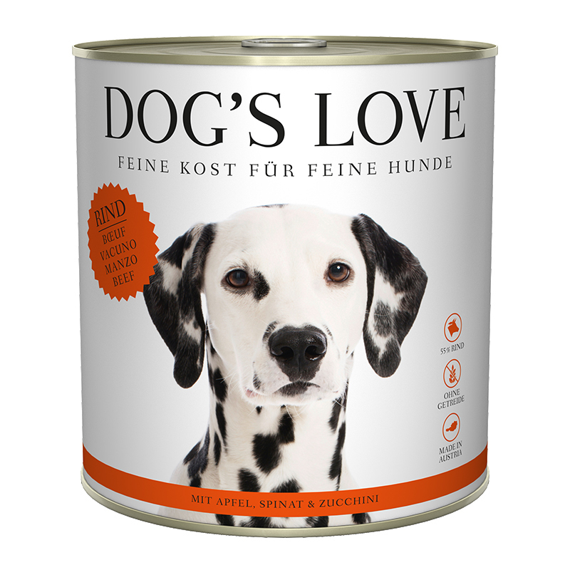 DOG'S LOVE Hundenassfutter DOG'S LOVE Adult Classic 6x800g Rind mit Apfel & Spinat
