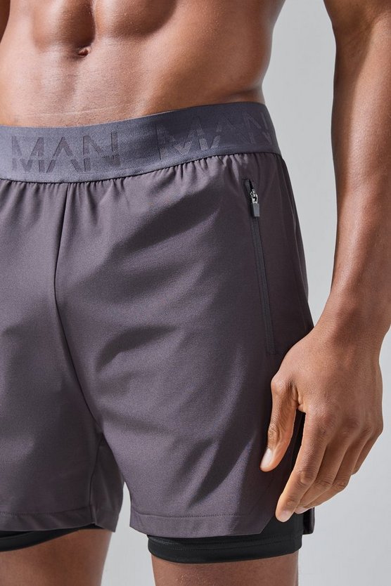 Man Active 2-in-1 Shorts mit extremem Schlitz