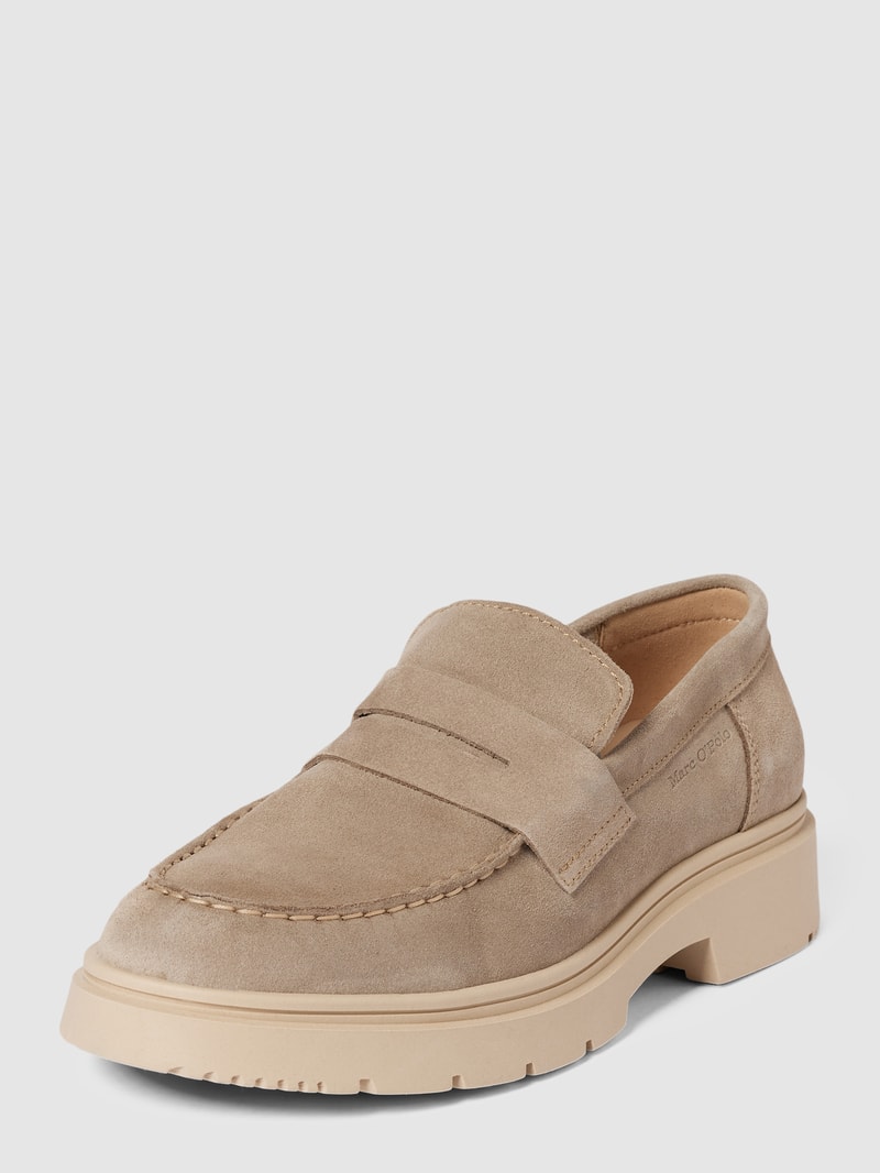 Loafer mit Ziernähten Modell 'Lars' in taupe