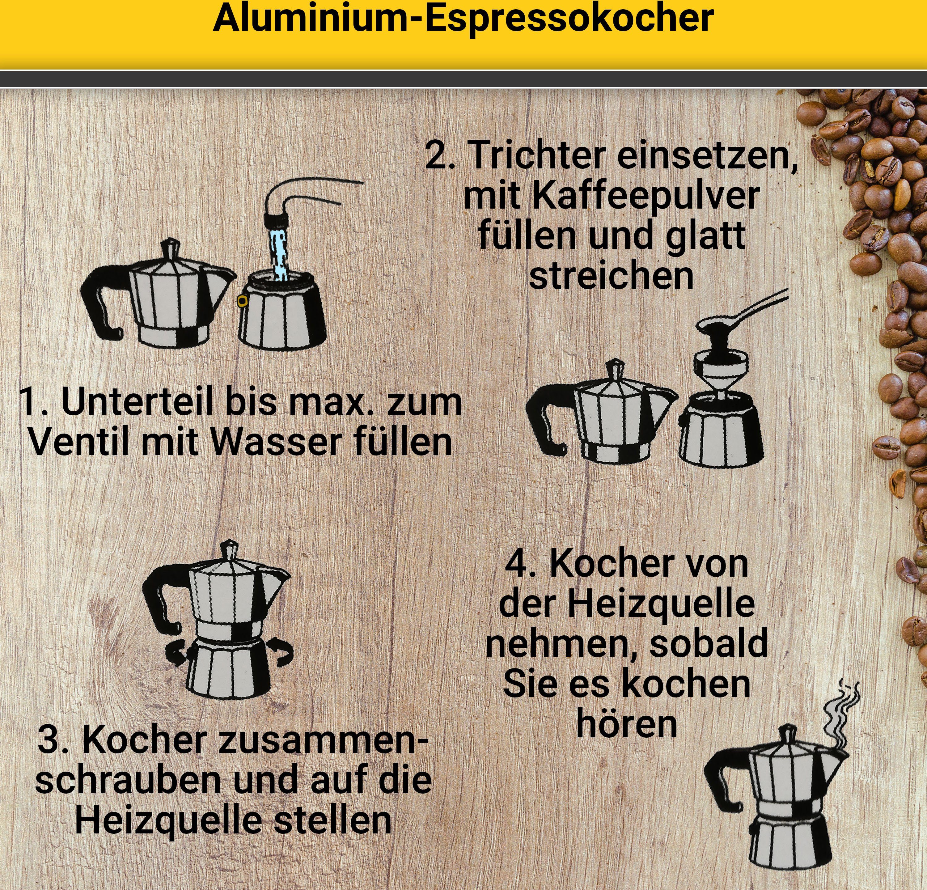 Krüger Druckbrüh-Kaffeemaschine 502, Aluminium, für 6 Tassen