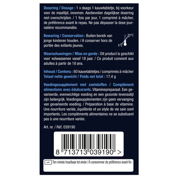 Comprimidos mastigáveis de vitamina B12 Lucovitaal 1000mcg, 60 unidades