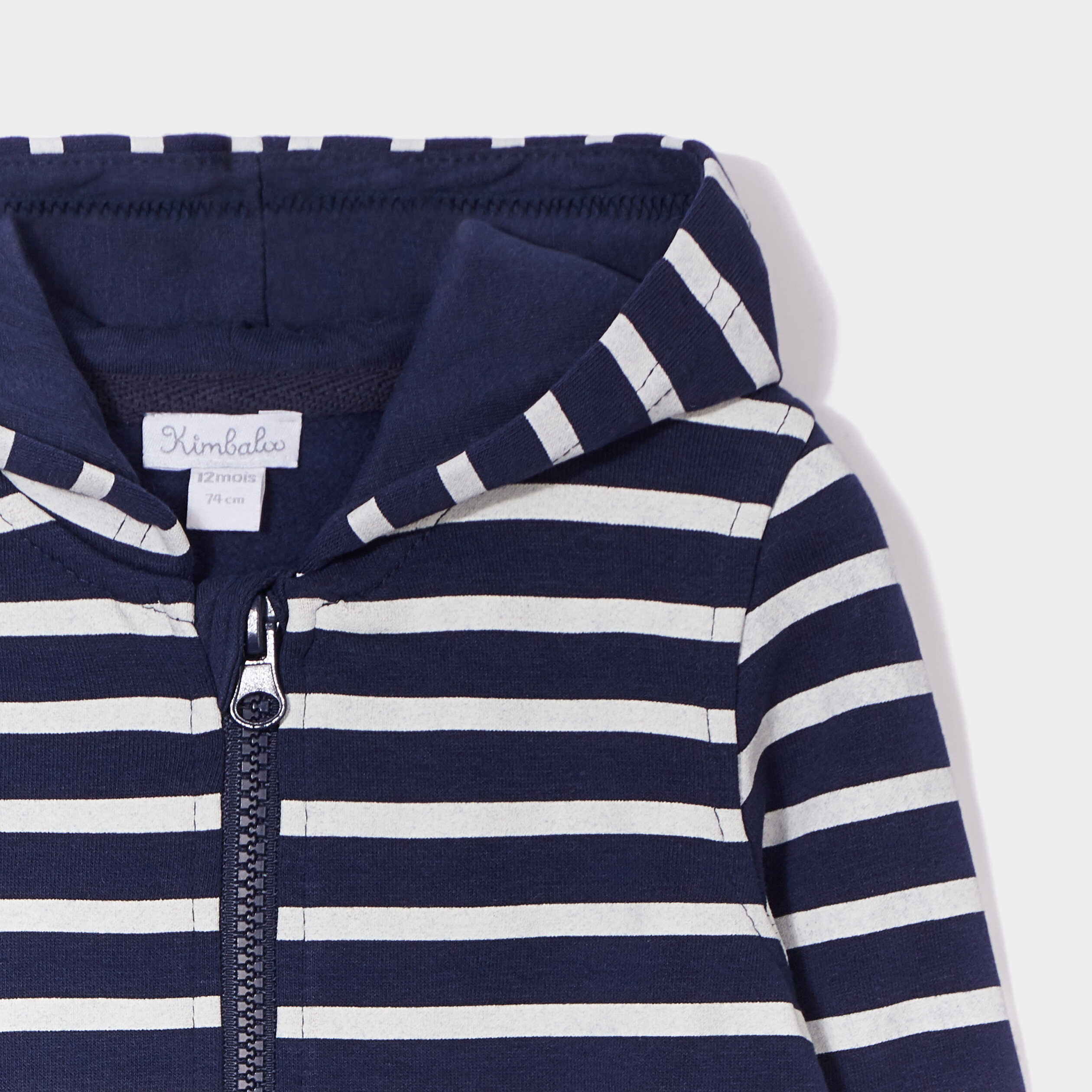 Sweat zippé à capuche manches longues bleu marine bébé garçon | La Halle
