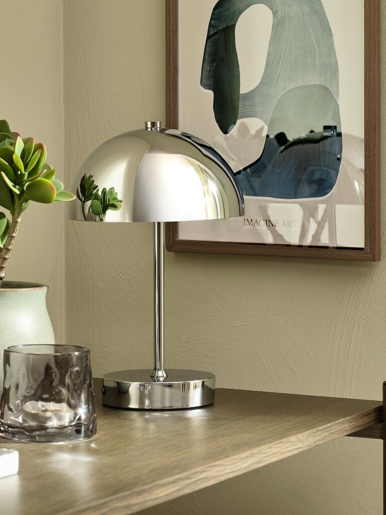 Lampe KENT KENT à piles, Ø16 x H25 cm, avec minuterie, chromée
