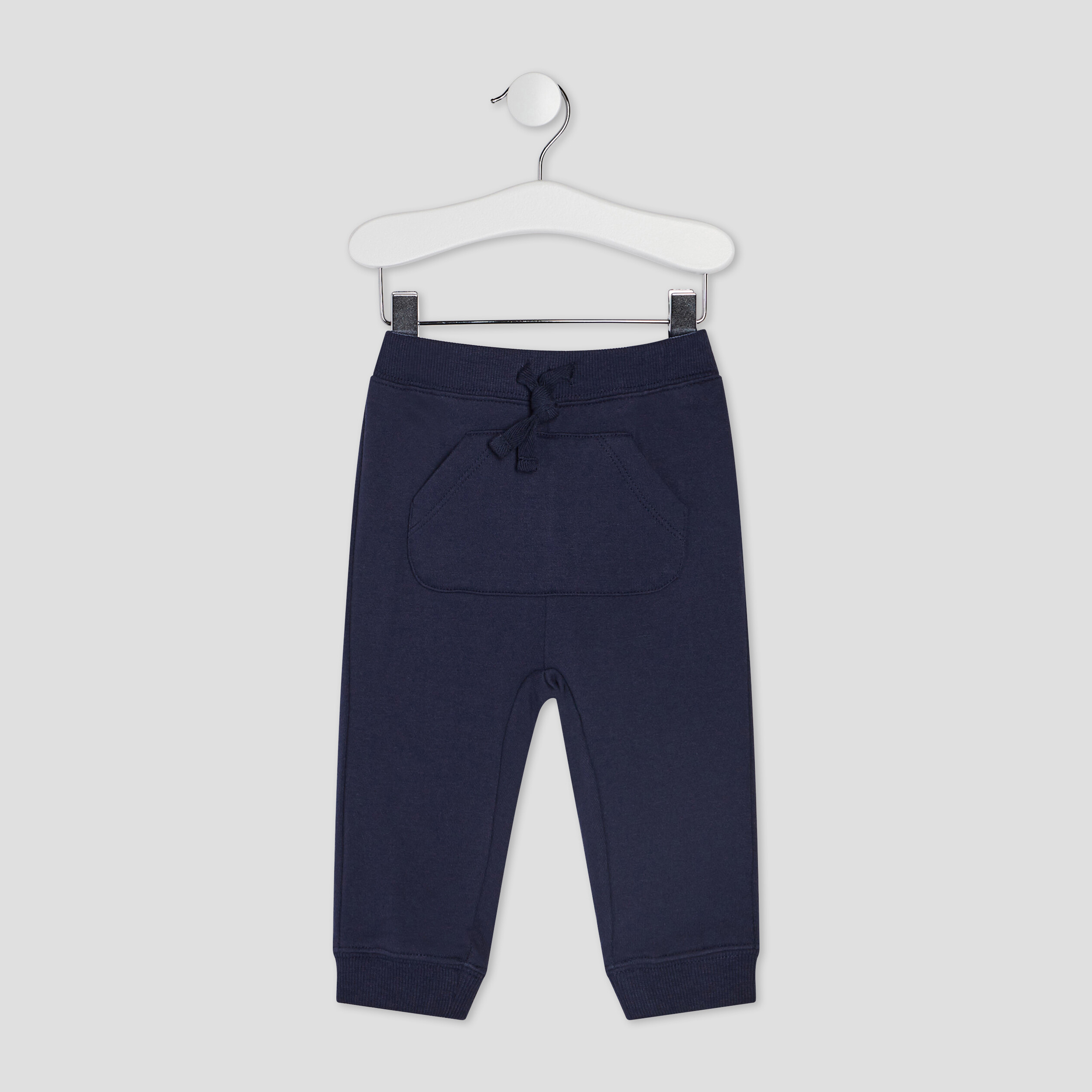 Pantalon jogging droit taille élastiquée bleu marine bébé garçon | La Halle