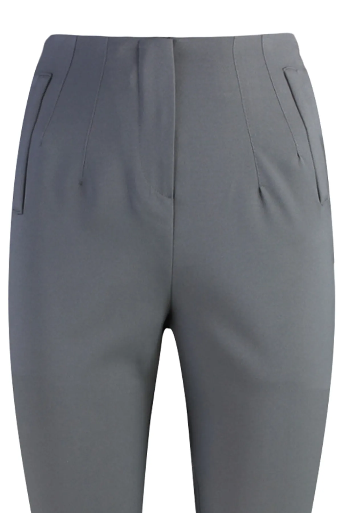 Trendyol Collection  Anthrazitfarbene, zigarettengemusterte, gewebte Hose mit hoher Taille und knöchellangem Abnäher TWOSS20PL0515