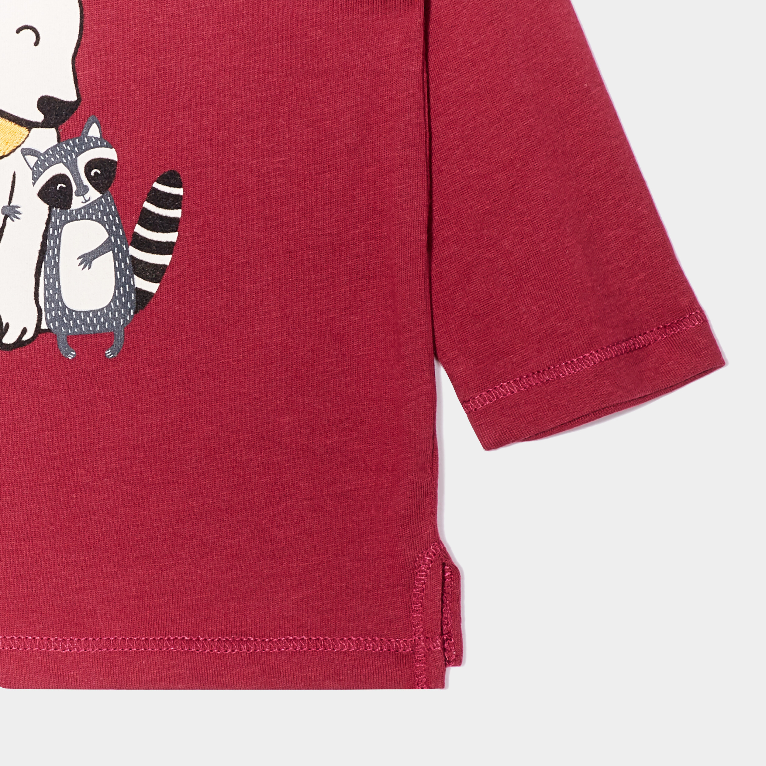 T-shirt manches longues boutonné épaule rouge foncé bébé garçon | La Halle