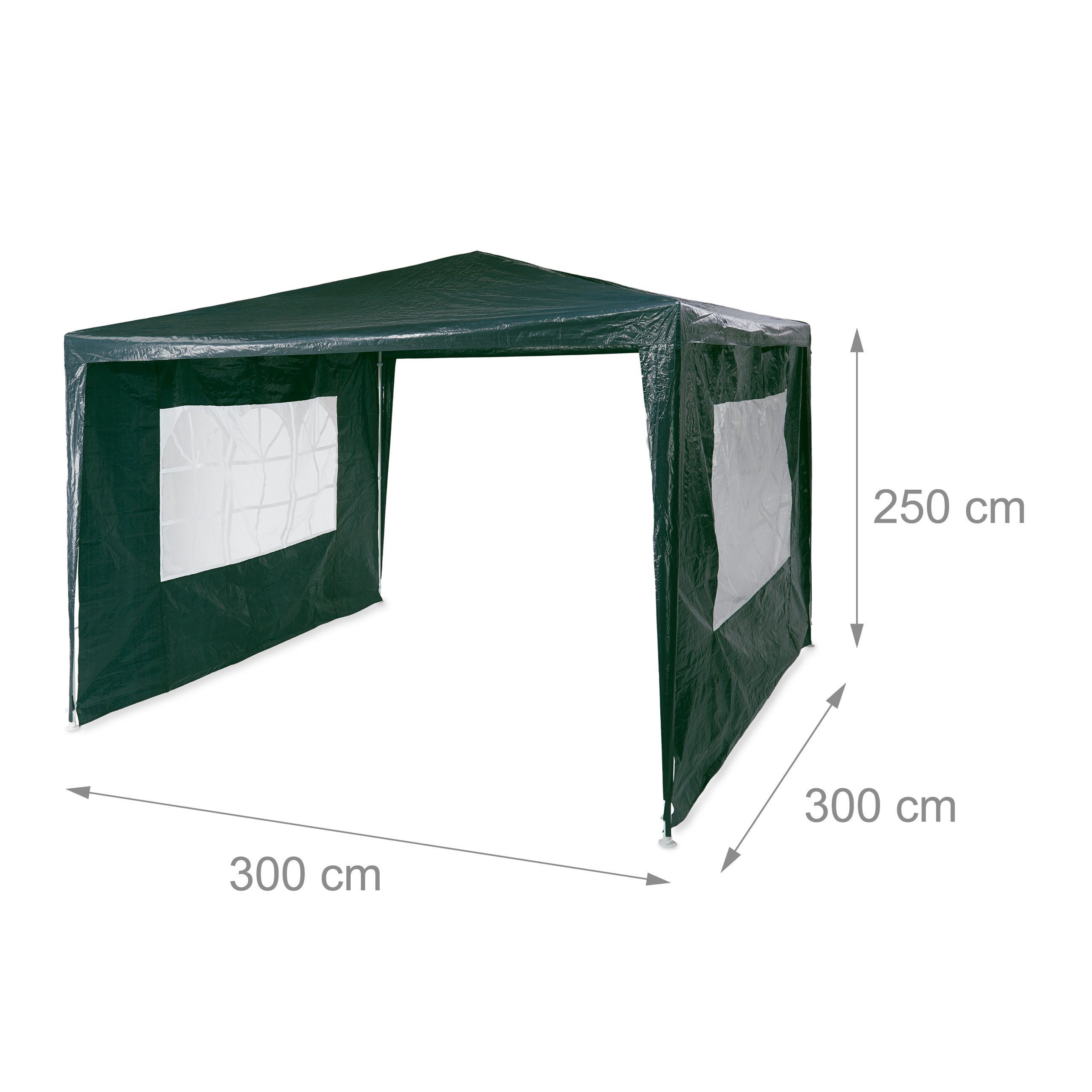 relaxdays Pavillon Pavillon 3x3 m mit 2 Seitenteilen, Grün