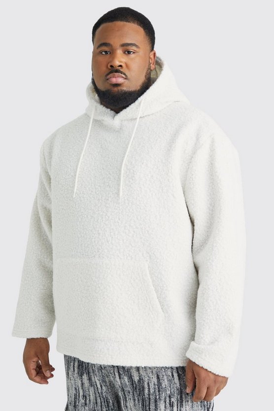 Plus kastiger Oversize Bouclee Borg-Hoodie