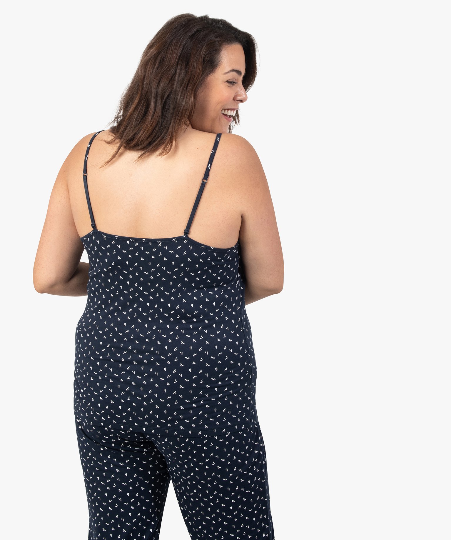 Débardeur femme grande taille en maille fluide et dentelle imprime | GEMO