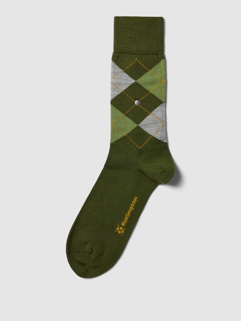 Socken mit Karomuster Modell 'EDINBURGH' in khaki
