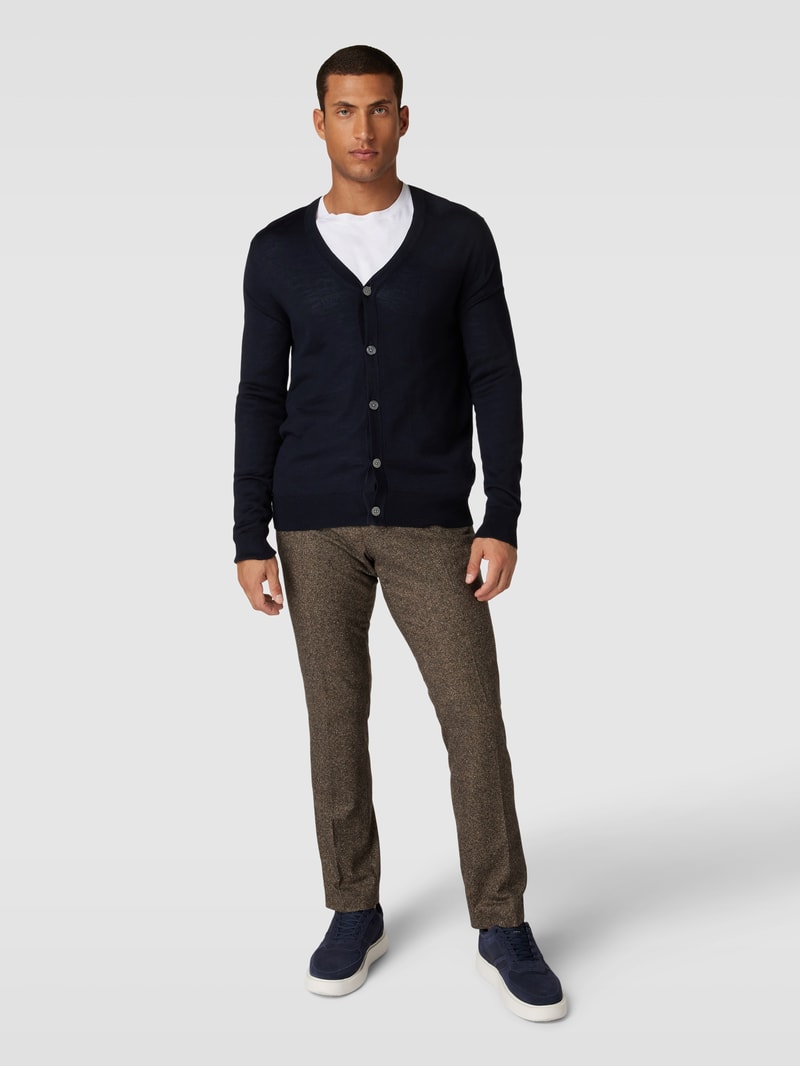 Strickjacke mit V-Ausschnitt und Knopfleiste in marineblau