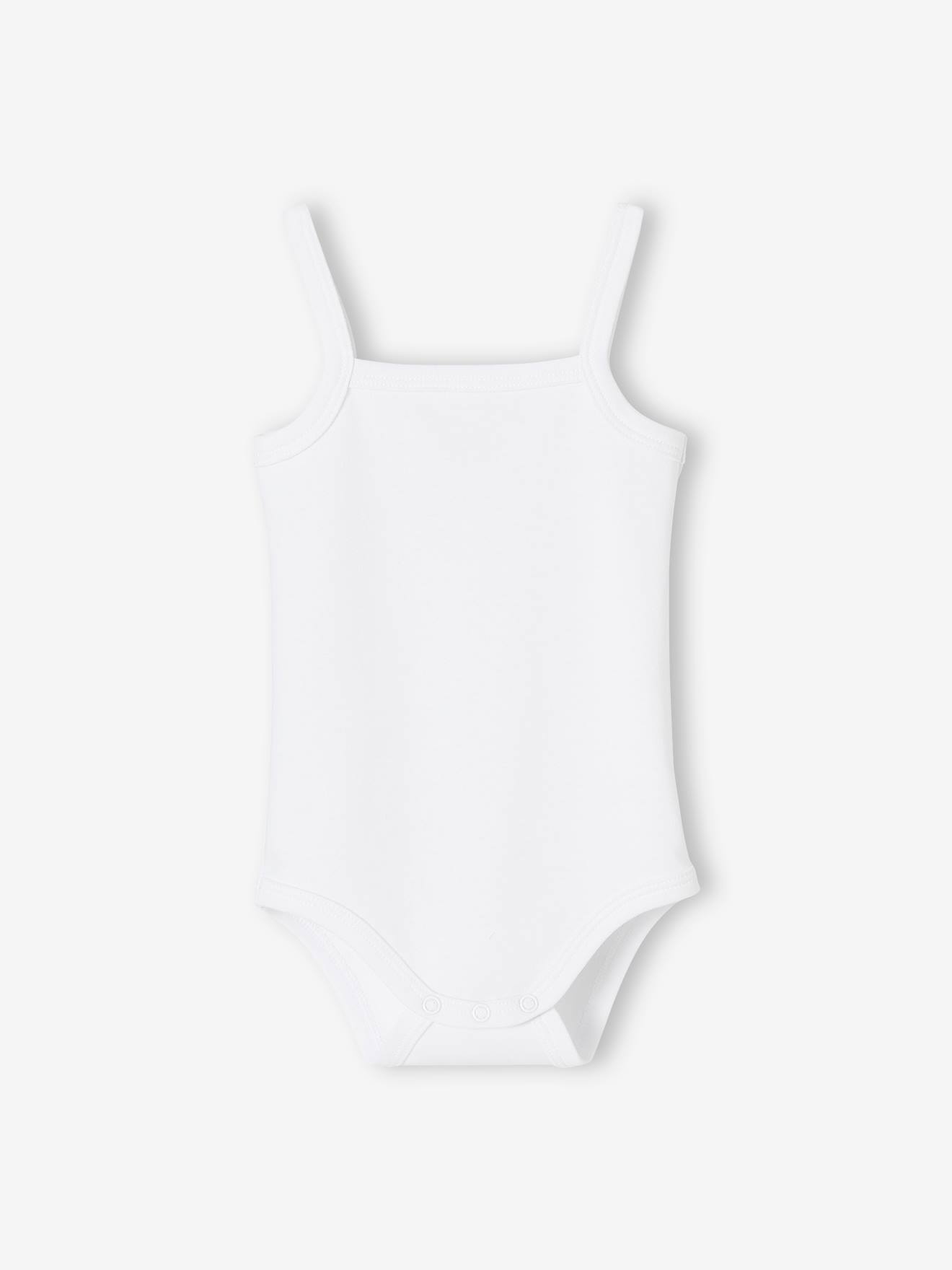 Lot de 5 bodies fines bretelles bébé en interlock BASICS lot blanc