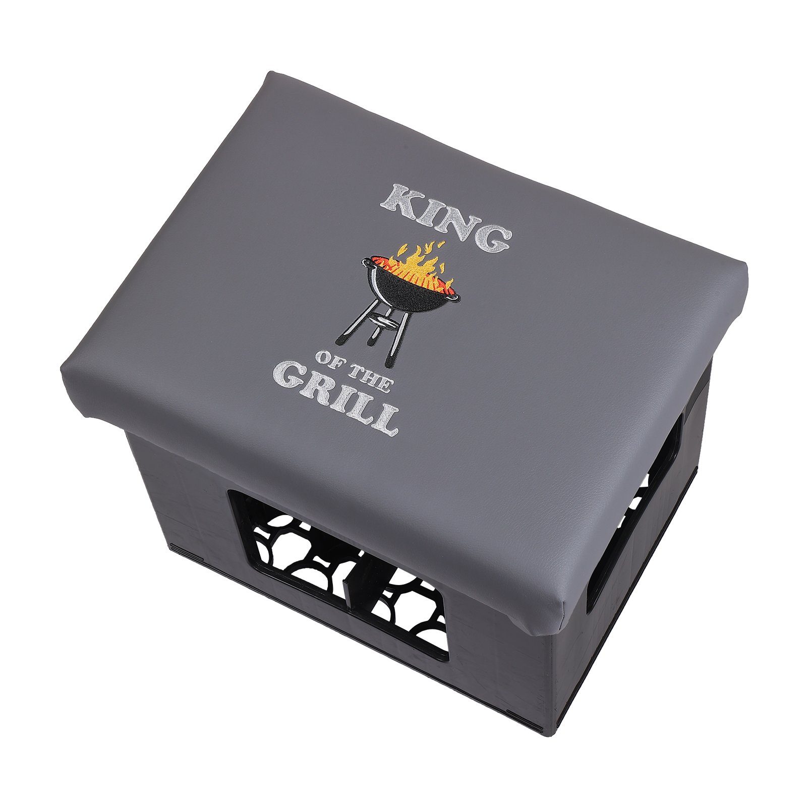 BierEx Sitzhocker Bierkisten Sitzkissen - King of the Grill grau (1 St)