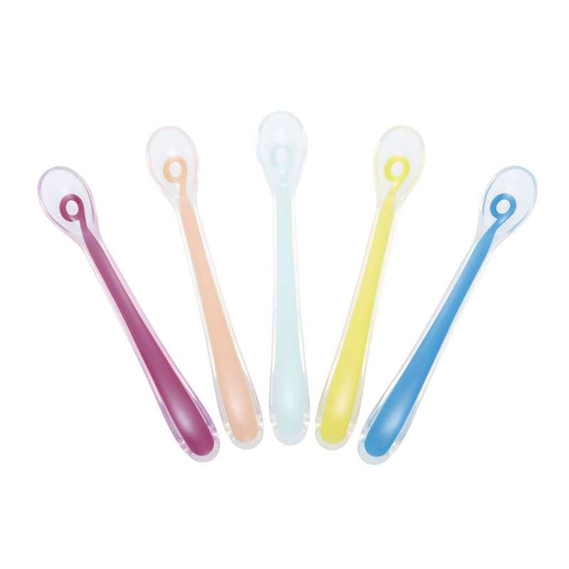 Lot de 5 cuillères silicone 1er âge multicolores Babymoov