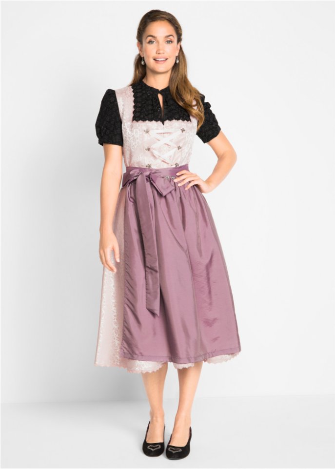 Dirndl mit Schürze in Midilänge (2-tlg. Set)