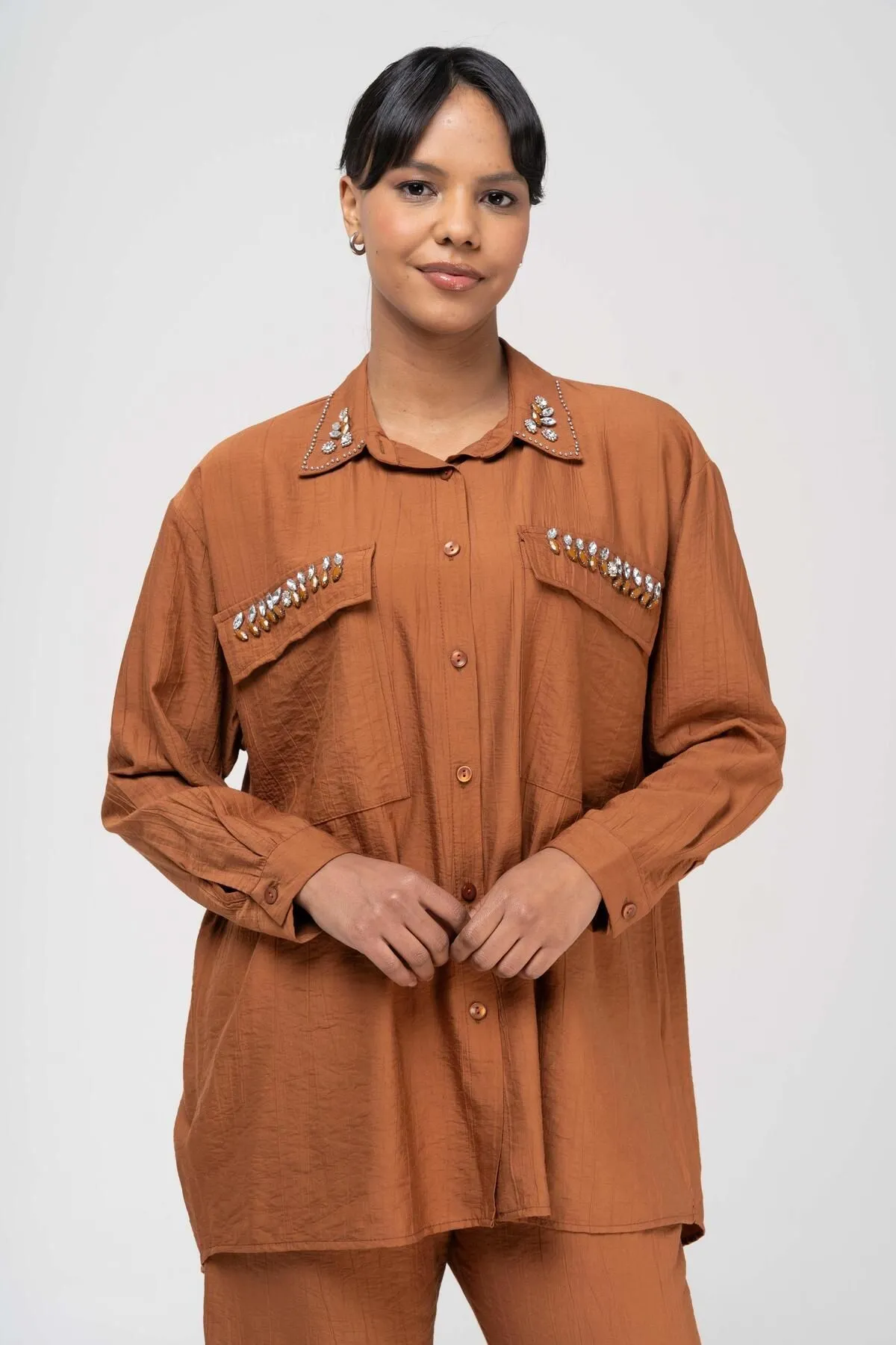 Olcay  Tuniği Hosenset mit Steindetail und elastischer Taille, ZIMT, 9222-TK