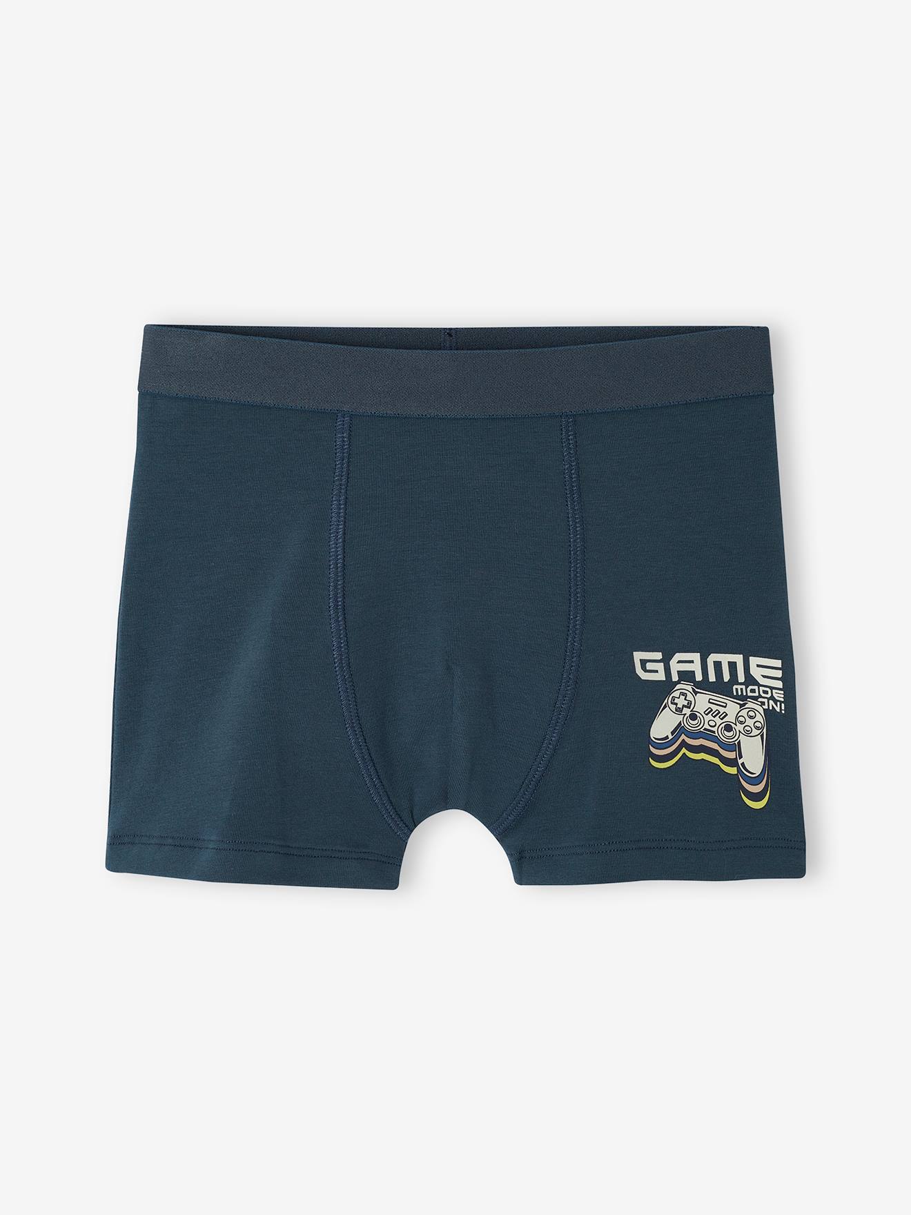 Vertbaudet 4er-Pack Jungen Boxershorts mit Bio-Baumwolle, Gaming - tinte