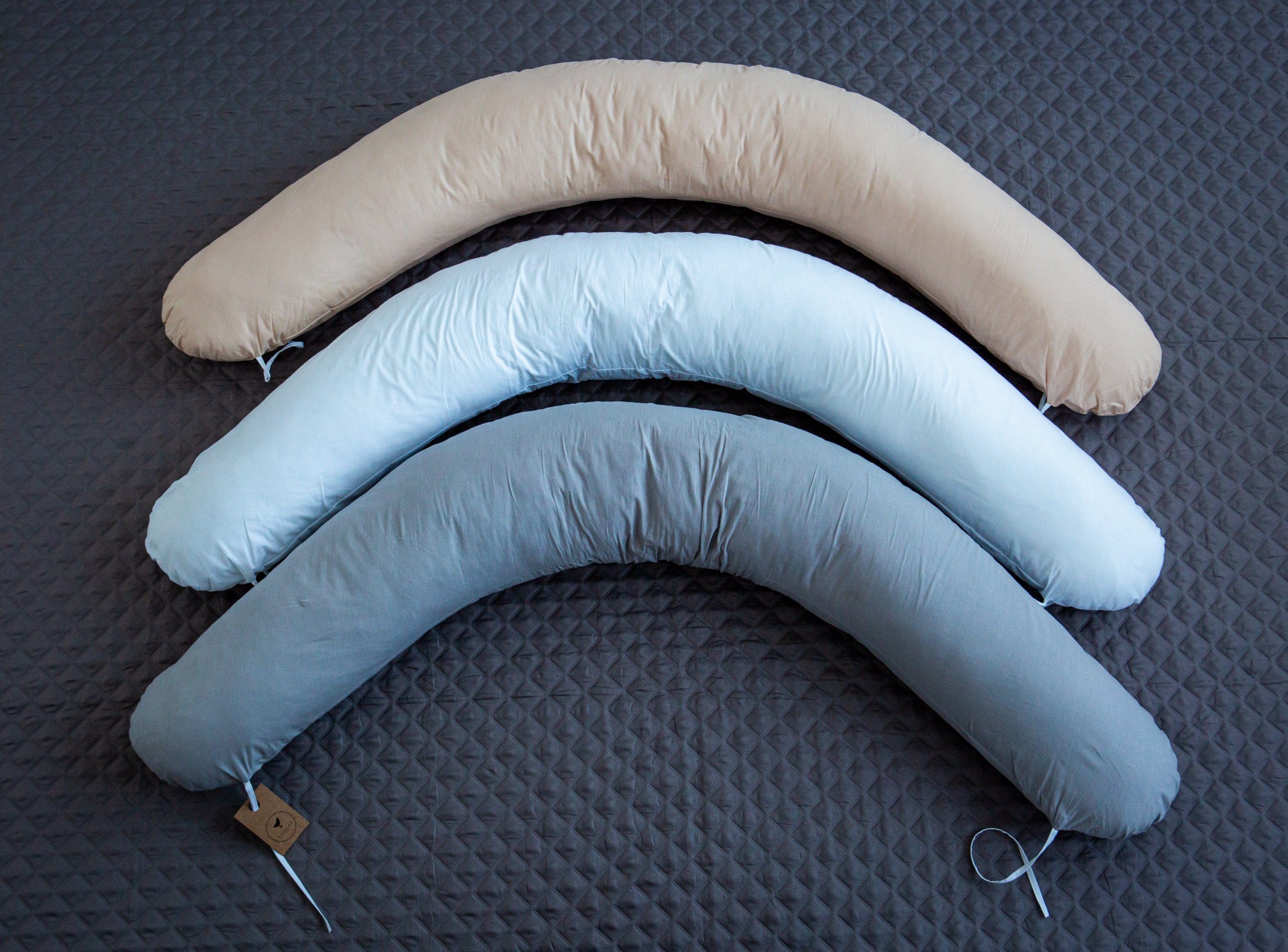 Loolay Seitenschläferkissen CLASSIC 170 & 190 cm SEITENSCHLÄFERKISSEN Schwangerschaftskissen, Classic WEIß, GRAU, BEIGE Stillkissen im Size M/L oder XL/XXL, Standard & X-LARGE GROß Lagerungskissen inkl. 100% Baumwolle Bezug, LOOLAY® - 100% Europäisch