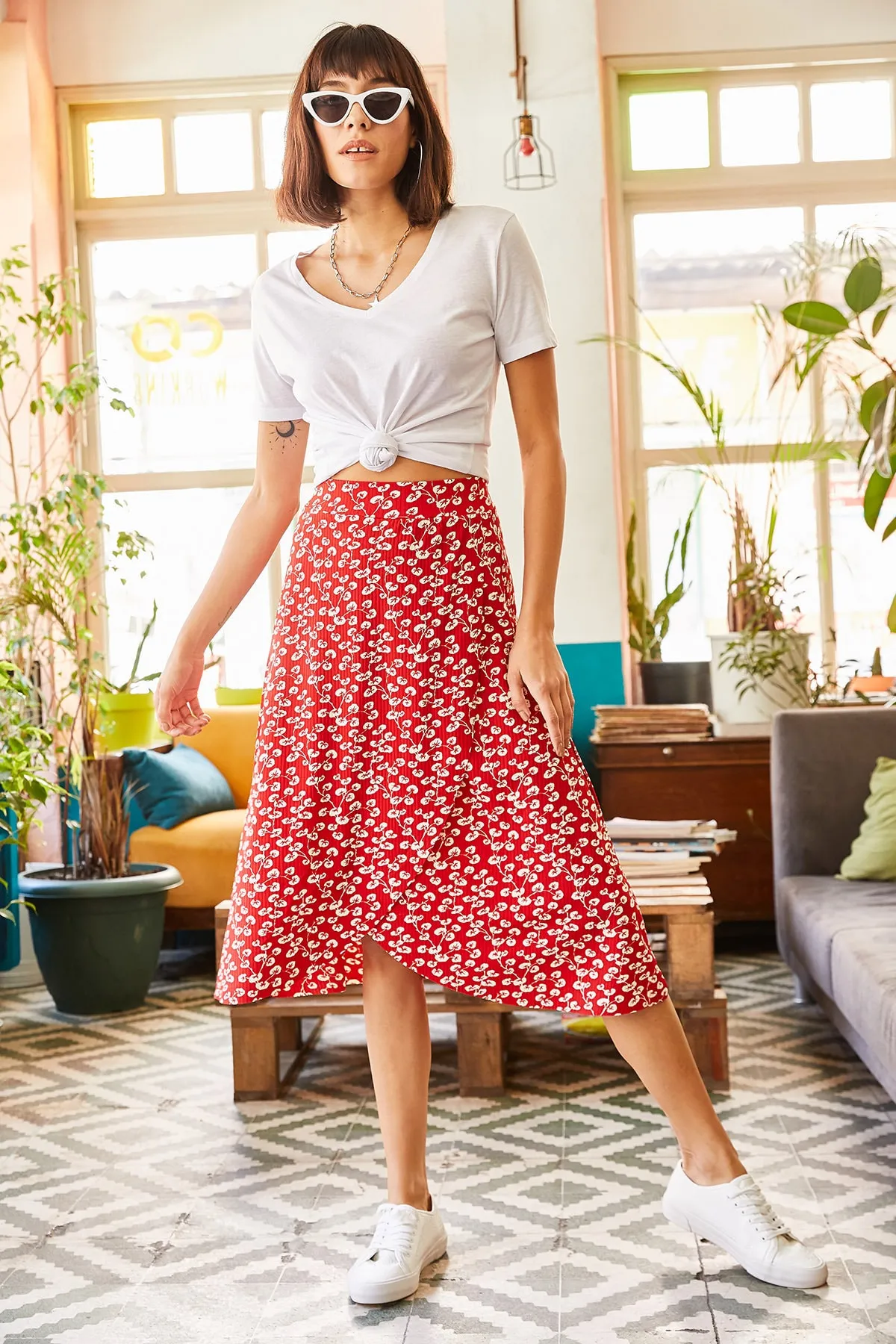Olalook  Roter Gonca Wickelrock für Damen ETK-19000154