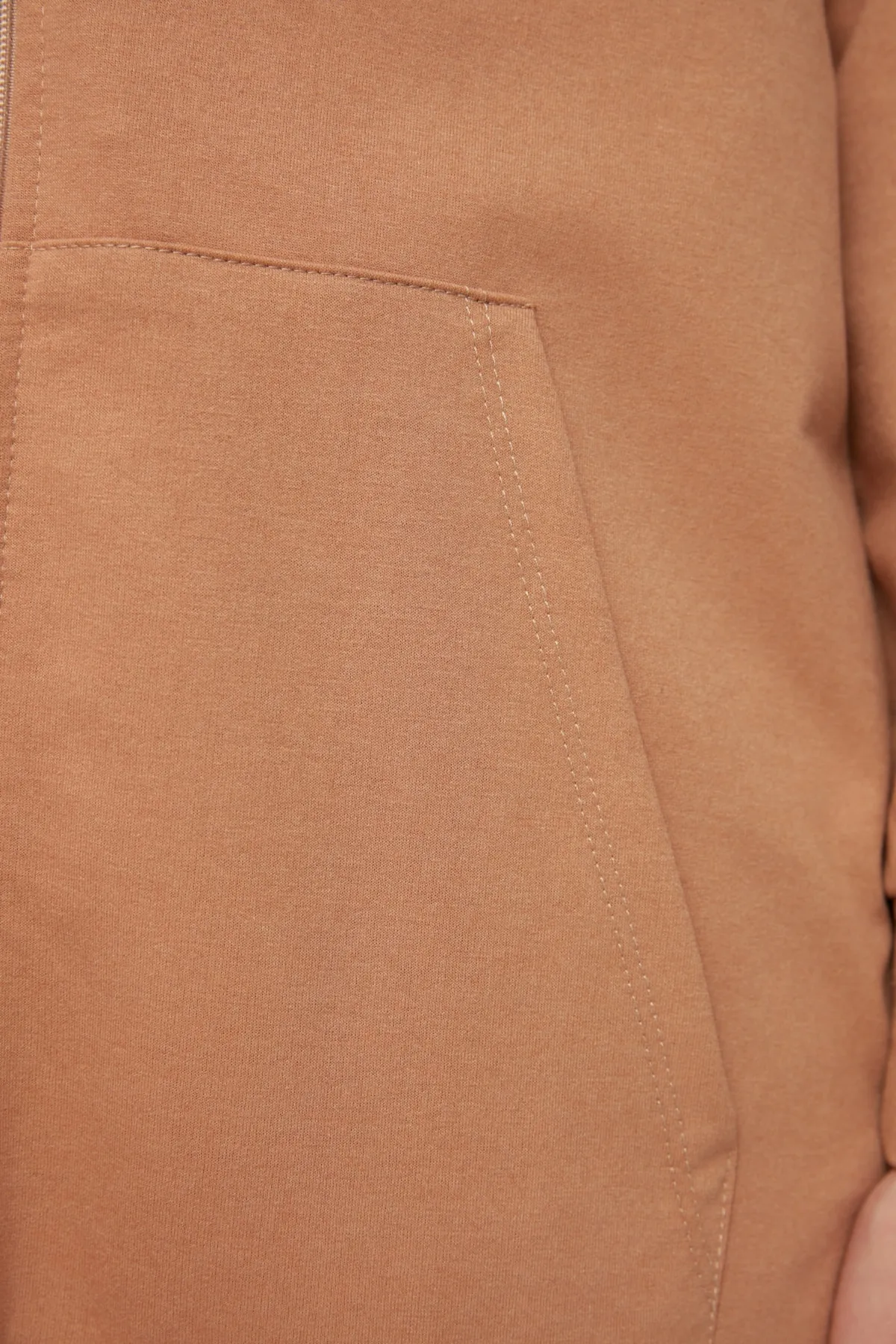 Trendyol Modest  Nerzfarbener Basic-Sweatshirt-Cardigan mit Kapuze und Reißverschluss, weiter Passform, Oversize-Sweatshirt TCTAW22TW0137