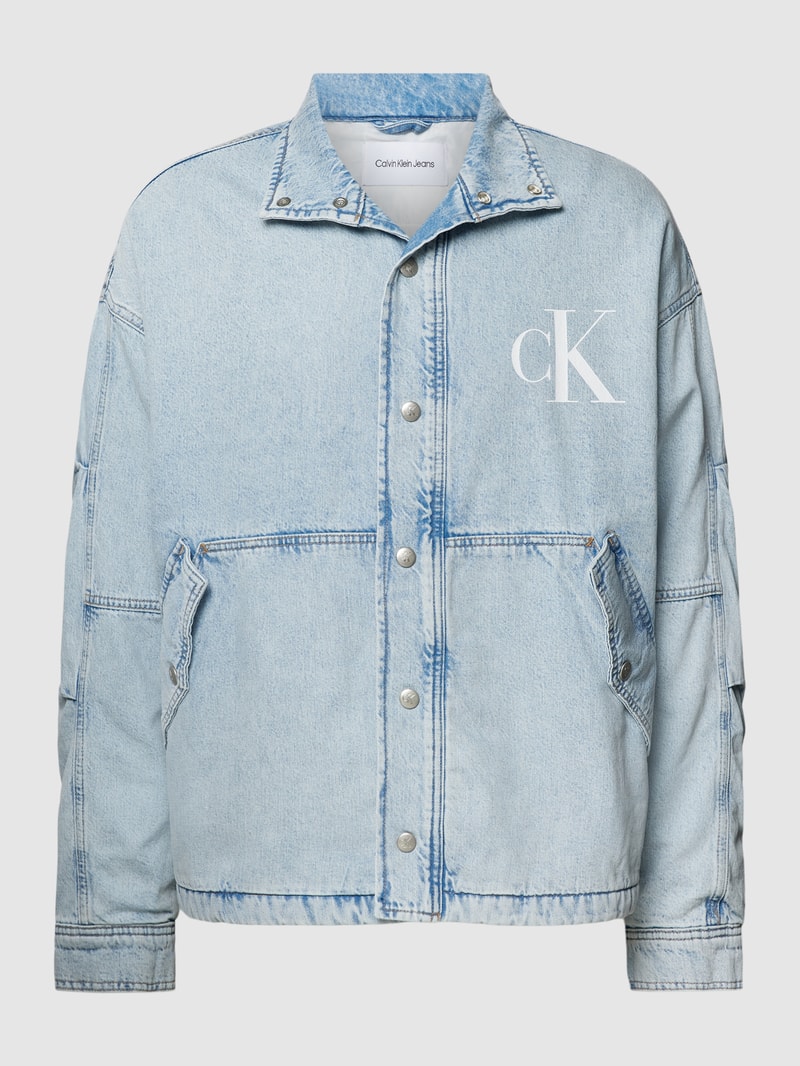 Oversized Jeansjacke mit Label-Print in jeans