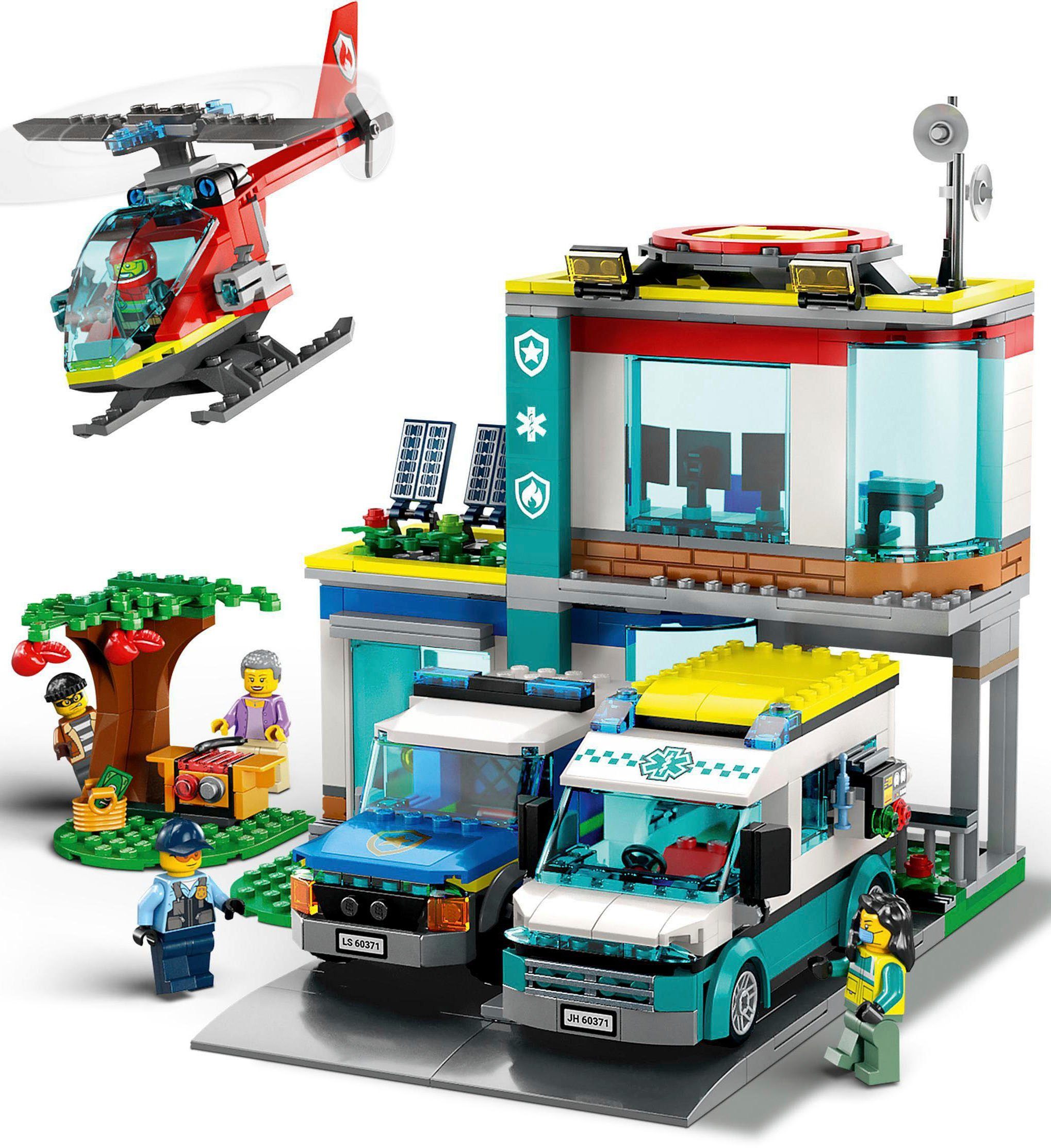 LEGO® Konstruktionsspielsteine Hauptquartier der Rettungsfahrzeuge (60371), LEGO® City, (706 St), Made in Europe