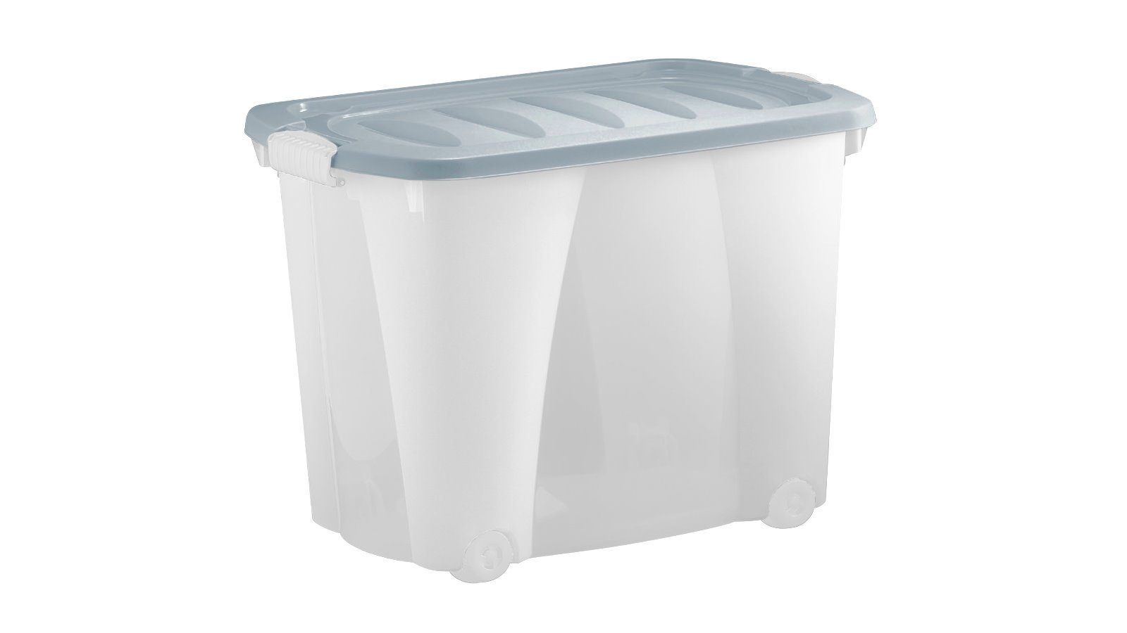 dynamic24 Aufbewahrungsbox mit Rollen und Deckel (4 St), Kunststoffbox Stapelbox Lager Regal Box Transparent