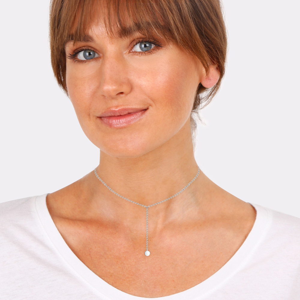 Elli Elli Collier Femmes Choker Chaîne en Y Plaquette Géo Argent Sterling 925 collier