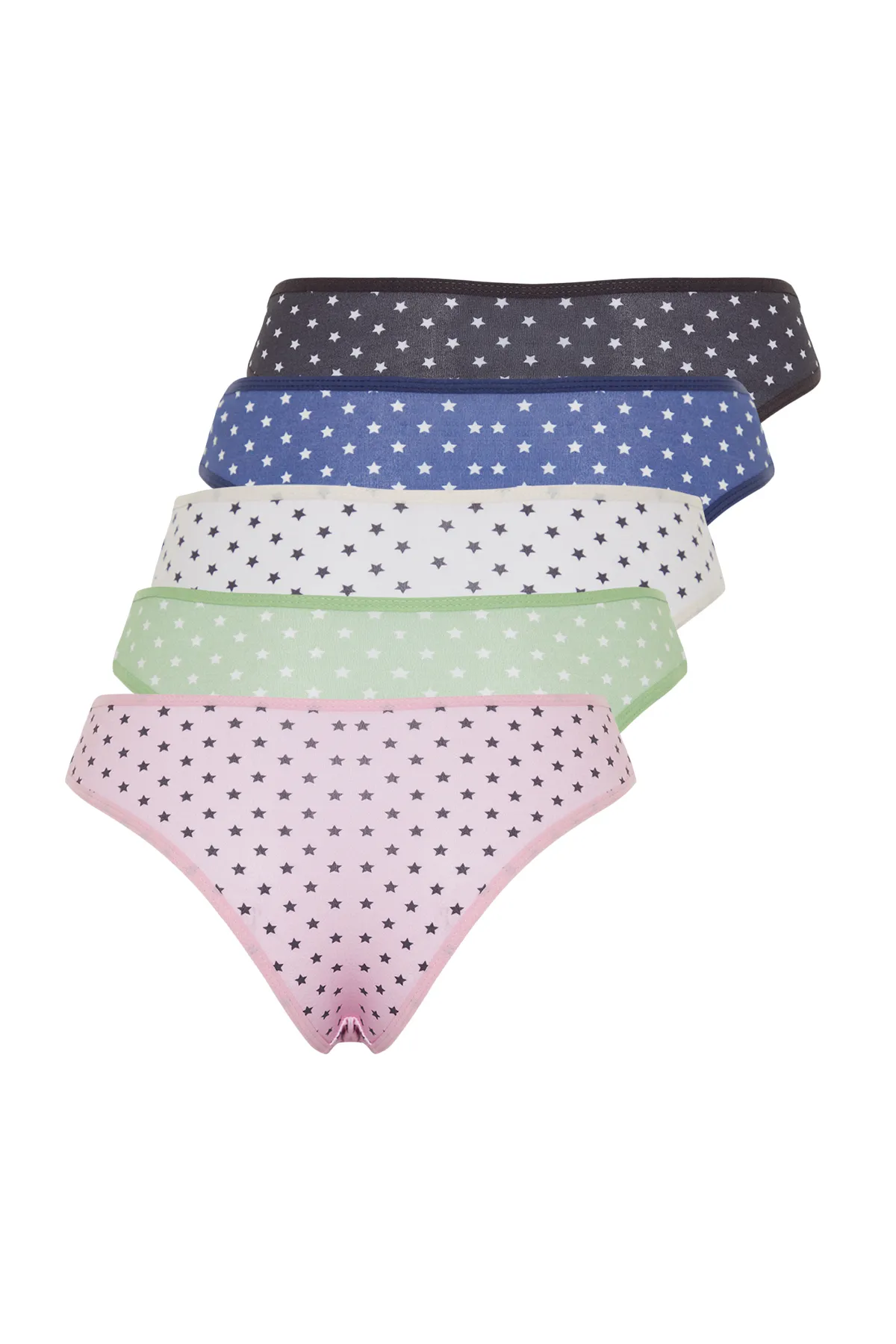 Trendyol Collection  Mehrfarbige brasilianische Strickhöschen im 5er-Pack mit geometrischem Muster THMSS24KU00030