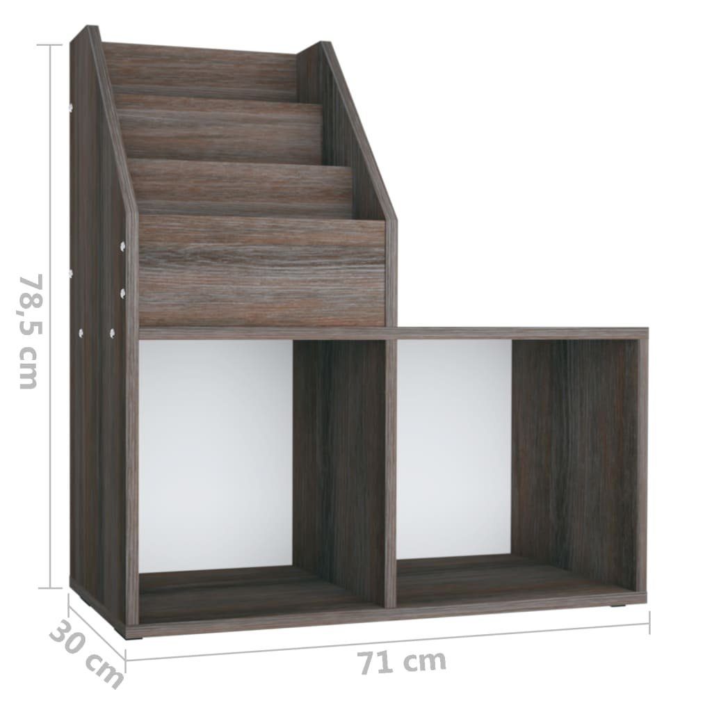vidaXL Zeitungsständer Kinder-Bücherregal Grau Sonoma-Eiche 71x30x78,5cm Holzwerkstoff (1 St)