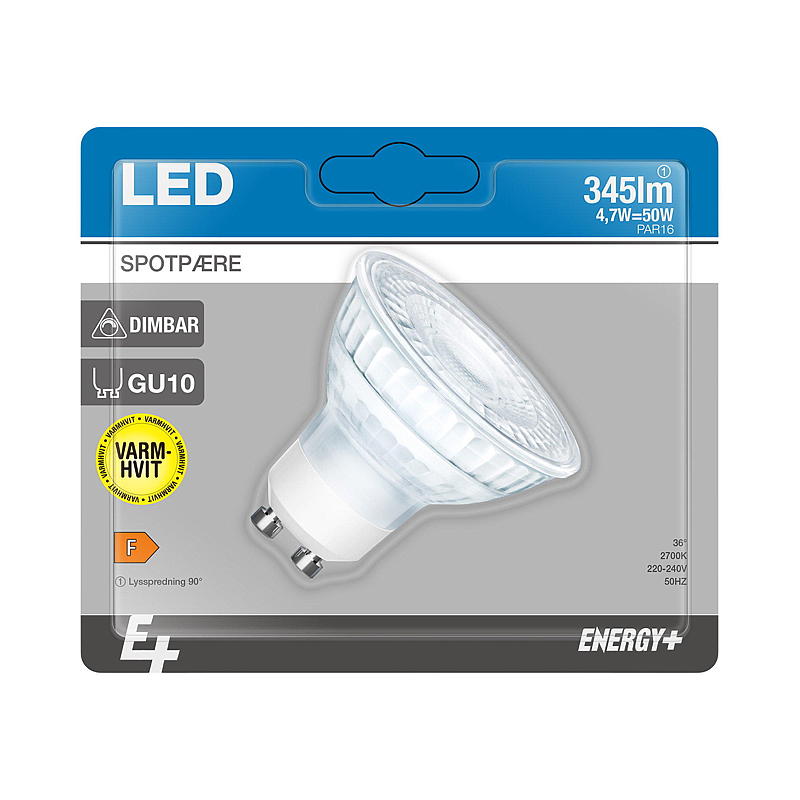 Energy Spotpære LED 345 lm dimbar glass GU10 E